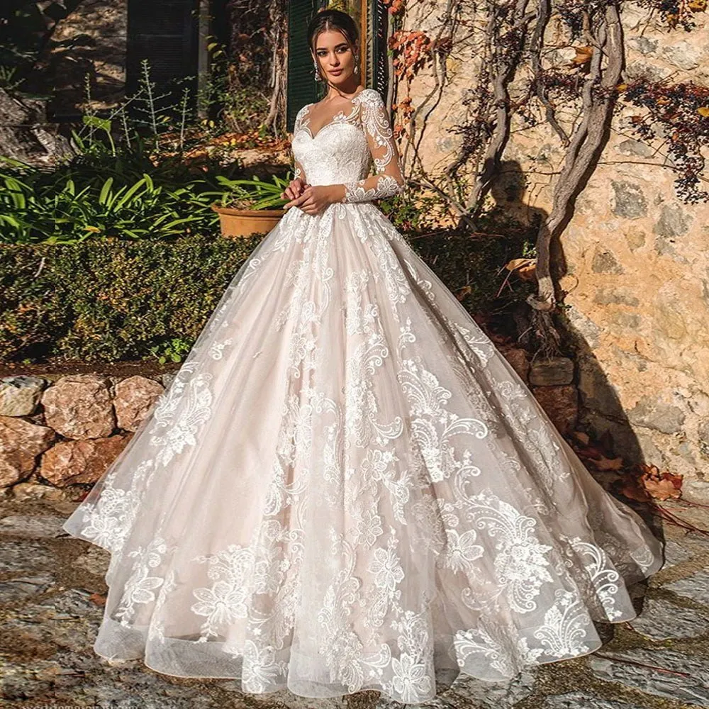 Lace Sweetheart Illusion Wedding Dress