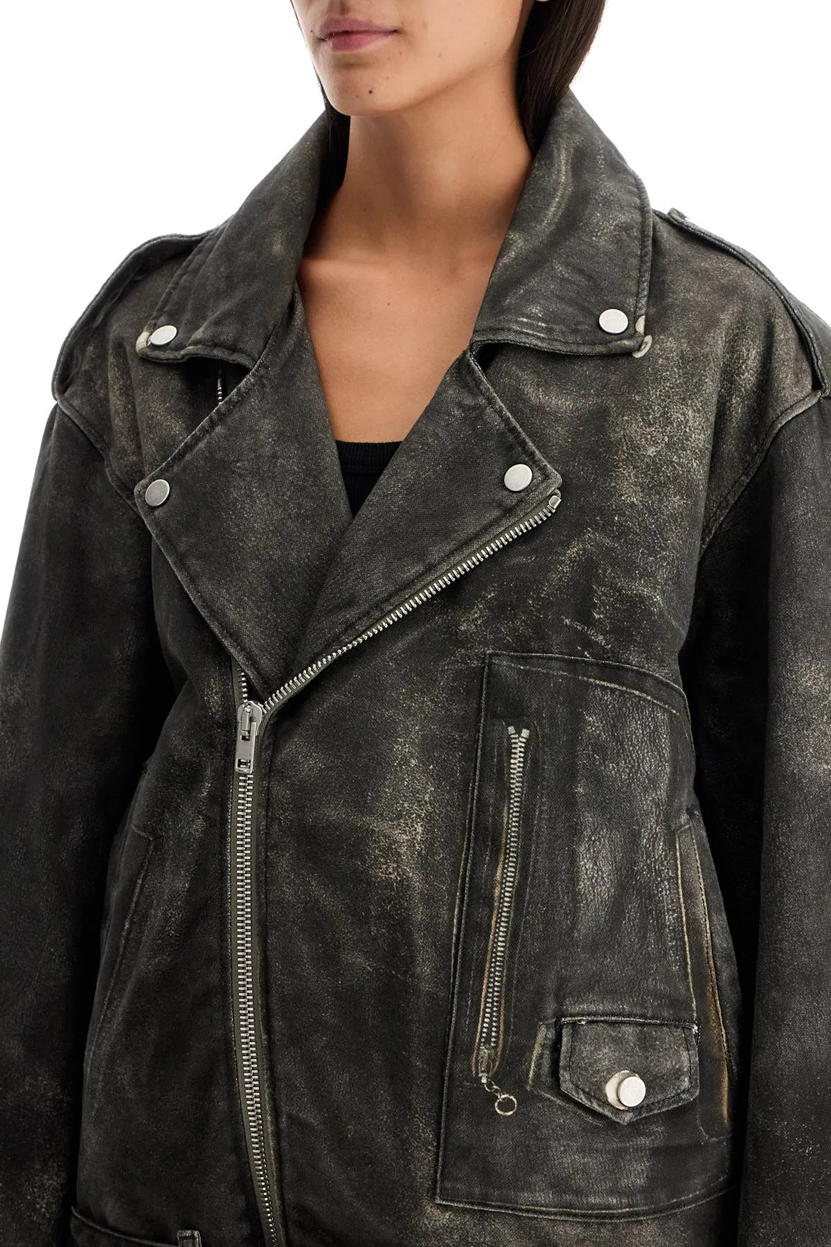 lee's faux leather biker jacket with