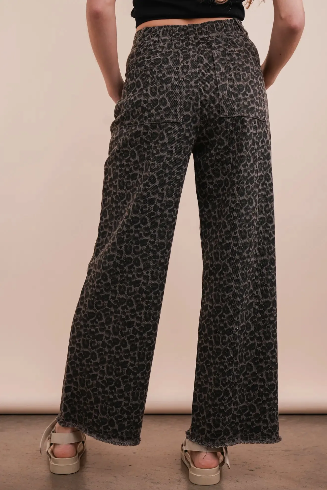 Leopard Printed Straight Pants in MOCHA
