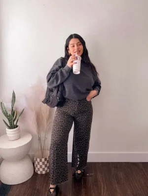 Leopard Printed Straight Pants in MOCHA