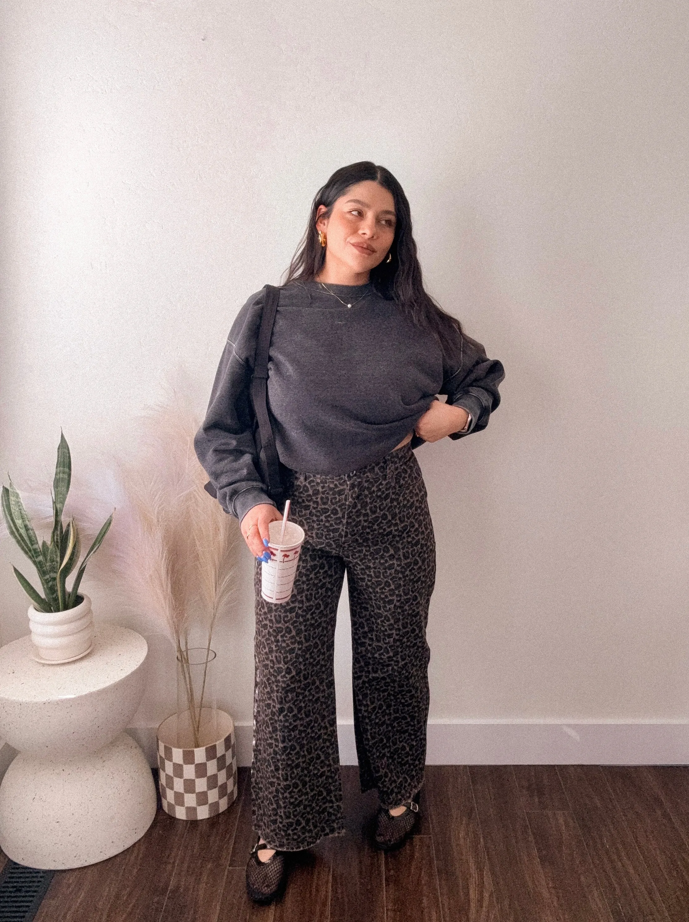 Leopard Printed Straight Pants in MOCHA