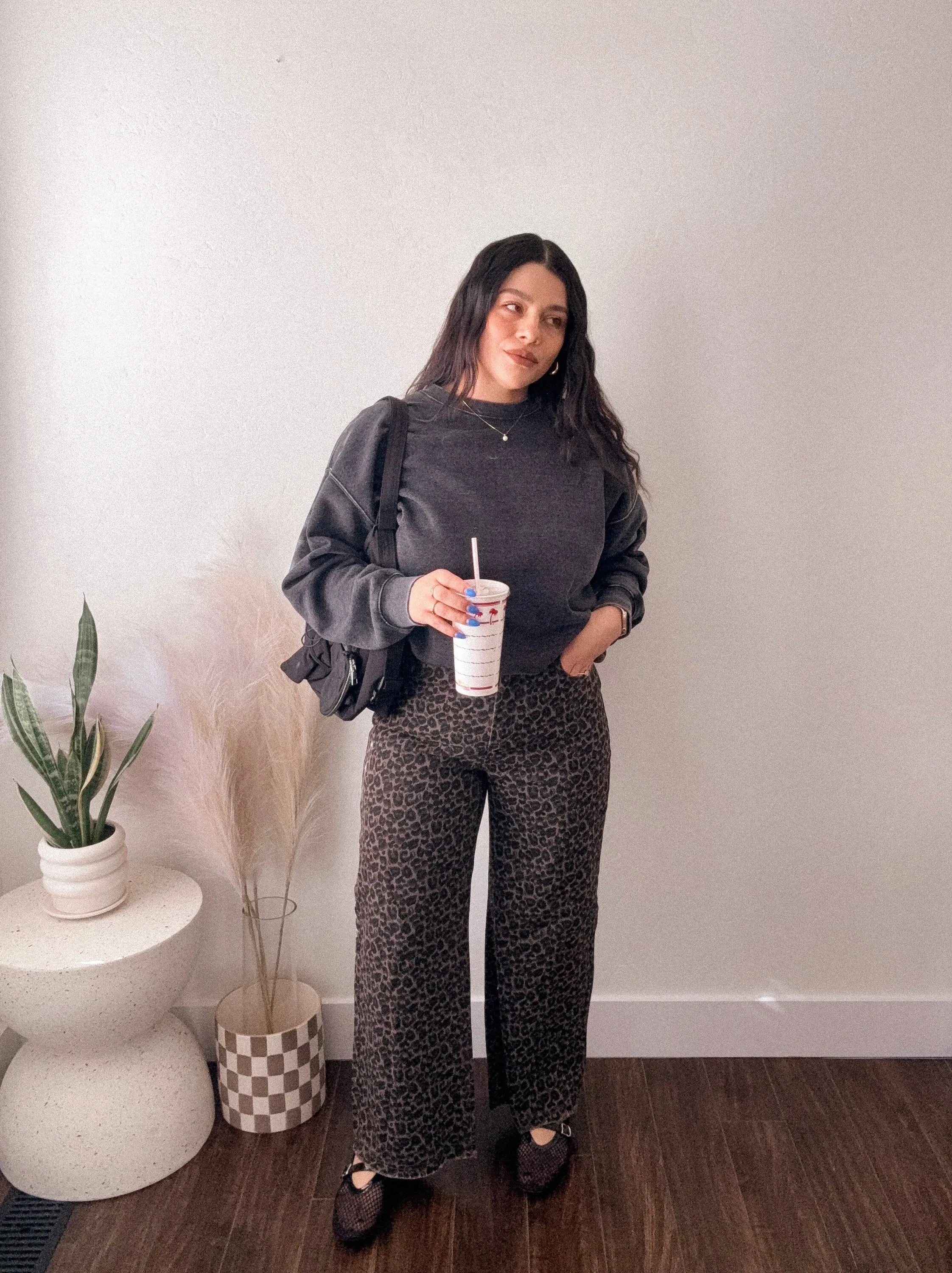 Leopard Printed Straight Pants in MOCHA