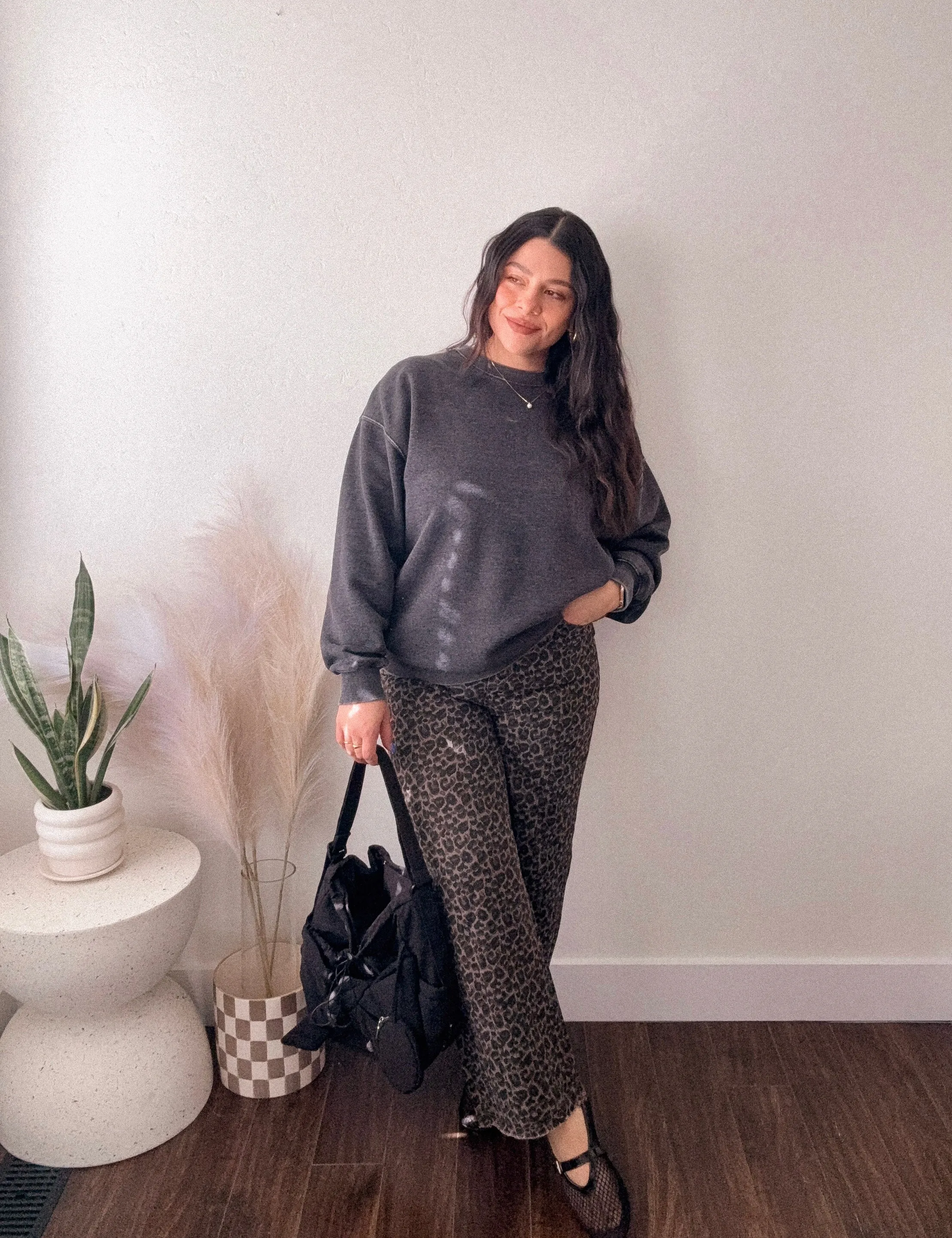 Leopard Printed Straight Pants in MOCHA