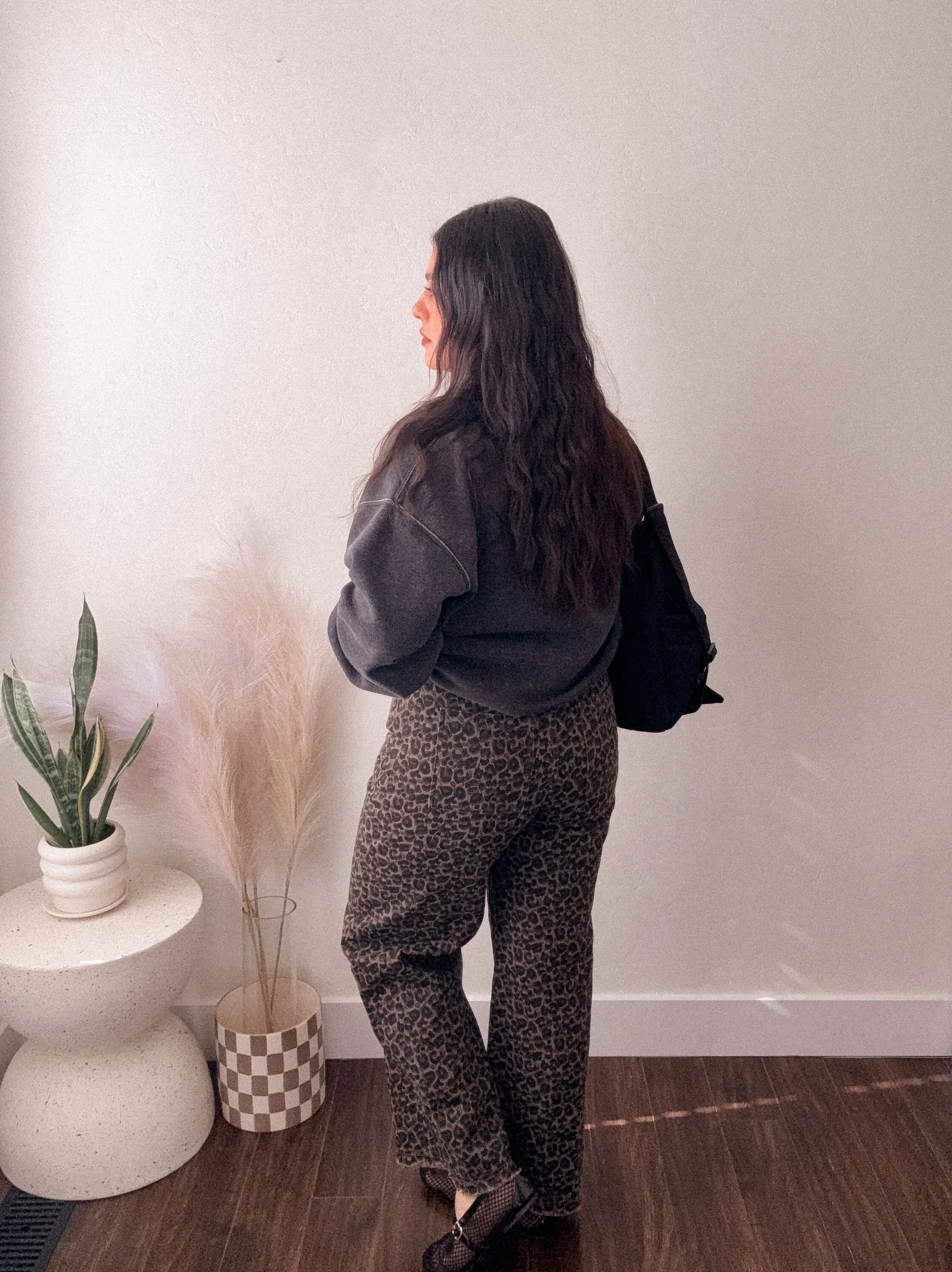Leopard Printed Straight Pants in MOCHA