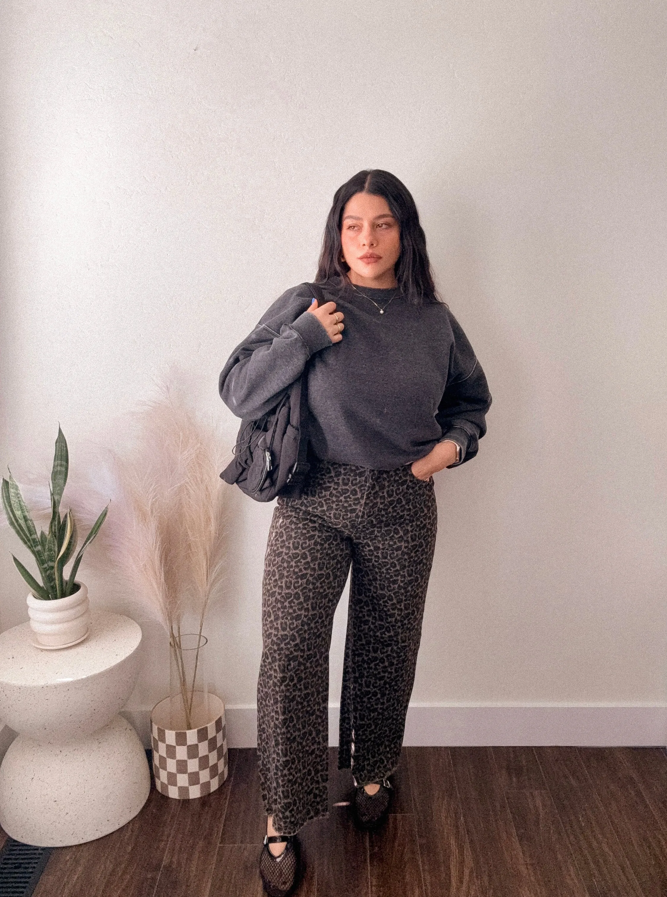Leopard Printed Straight Pants in MOCHA