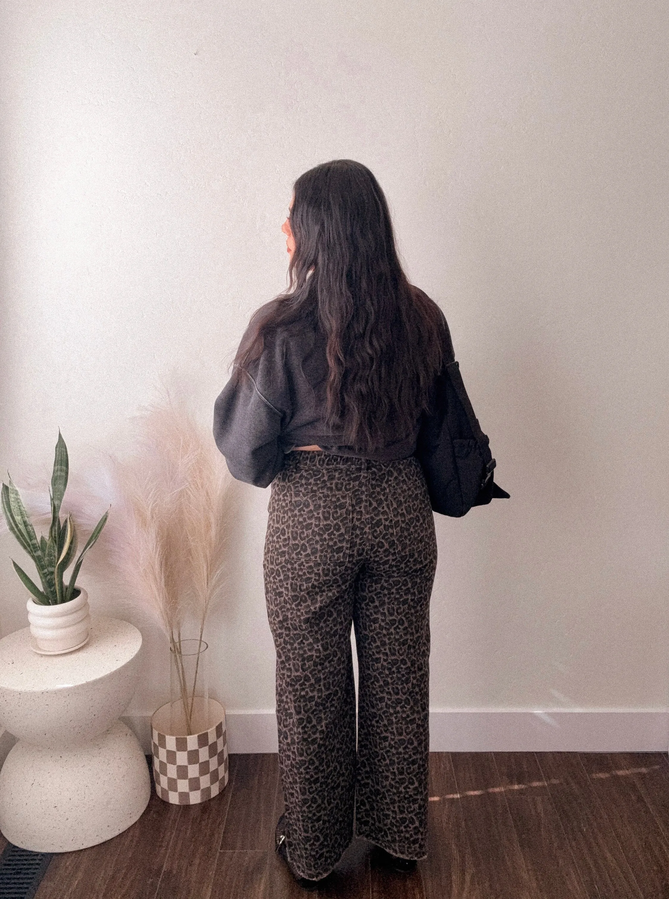 Leopard Printed Straight Pants in MOCHA