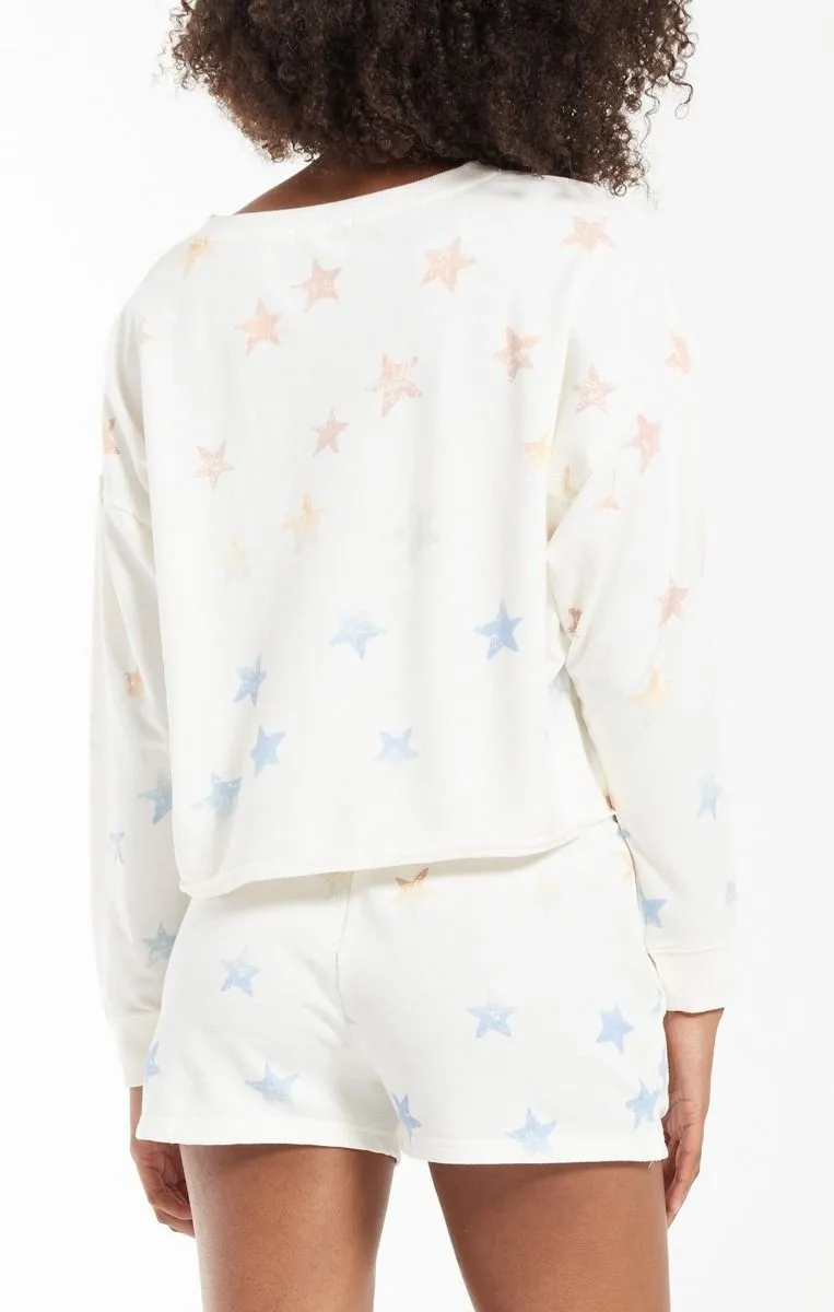 Lia Rainbow Star Pullover in Sand Dollar by Z Supply