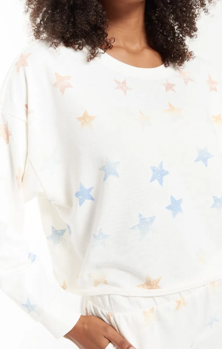 Lia Rainbow Star Pullover in Sand Dollar by Z Supply