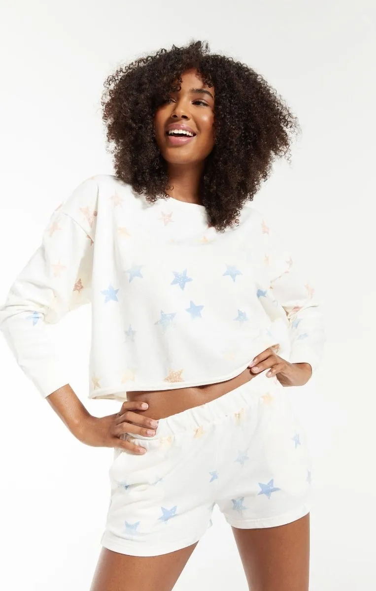Lia Rainbow Star Pullover in Sand Dollar by Z Supply