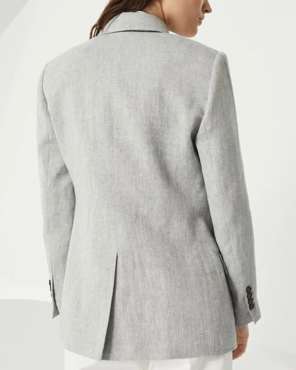 Light Grey Sparkling Canvas Double Breasted Blazer
