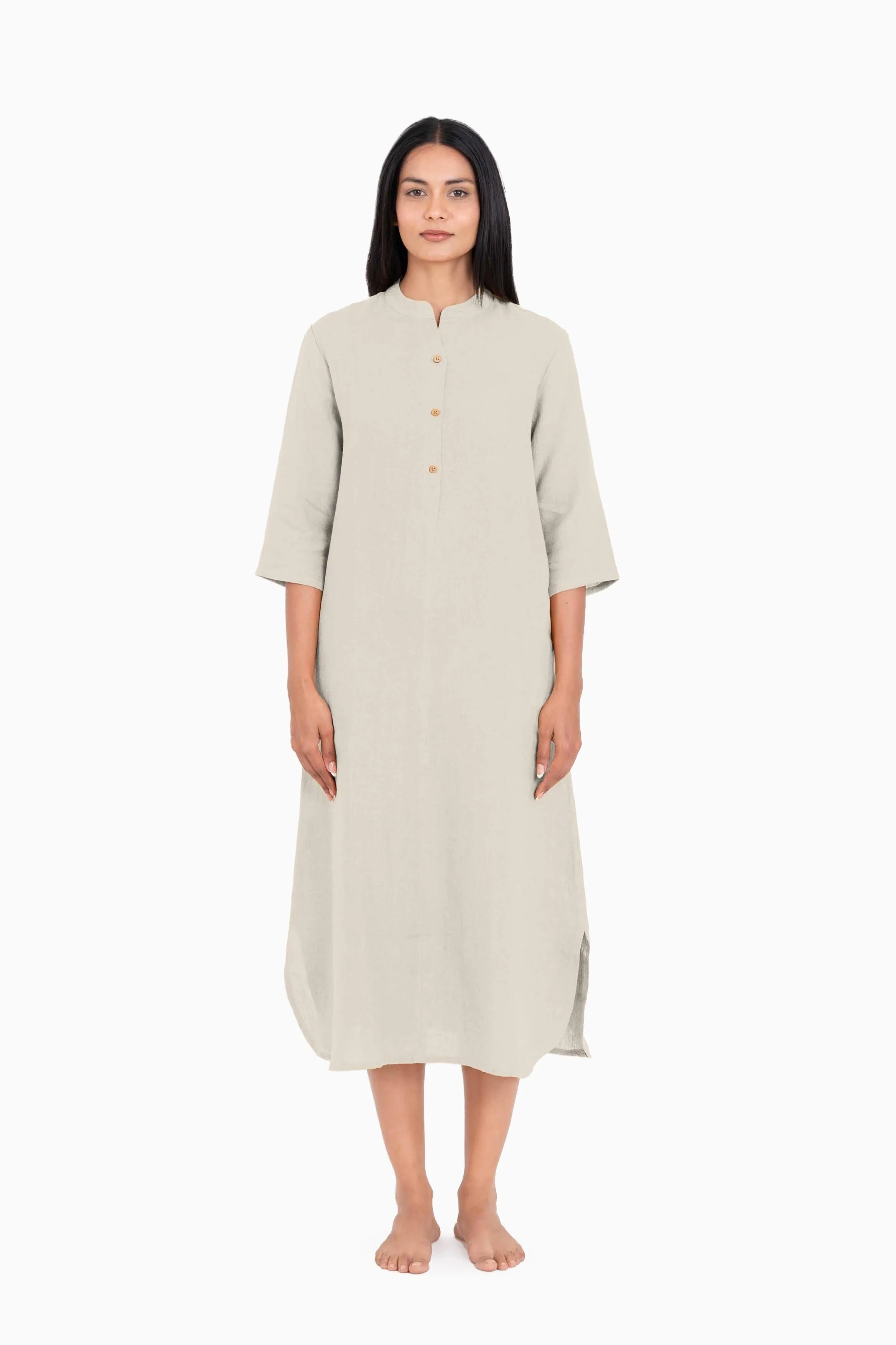 Linen Idris Shirt Dress-Sage Green