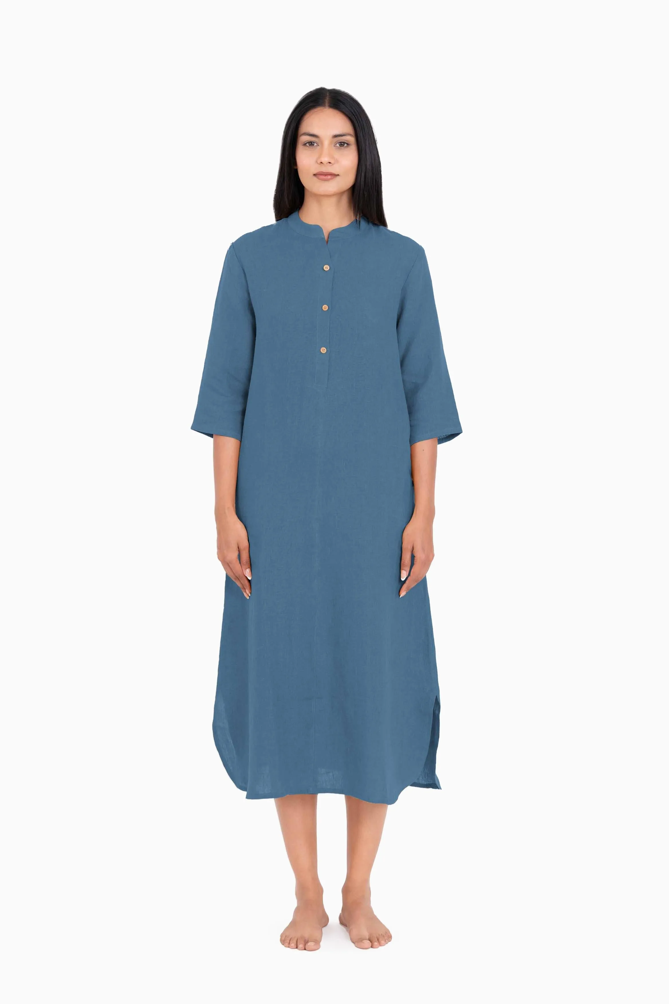 Linen Idris Shirt Dress-Sage Green