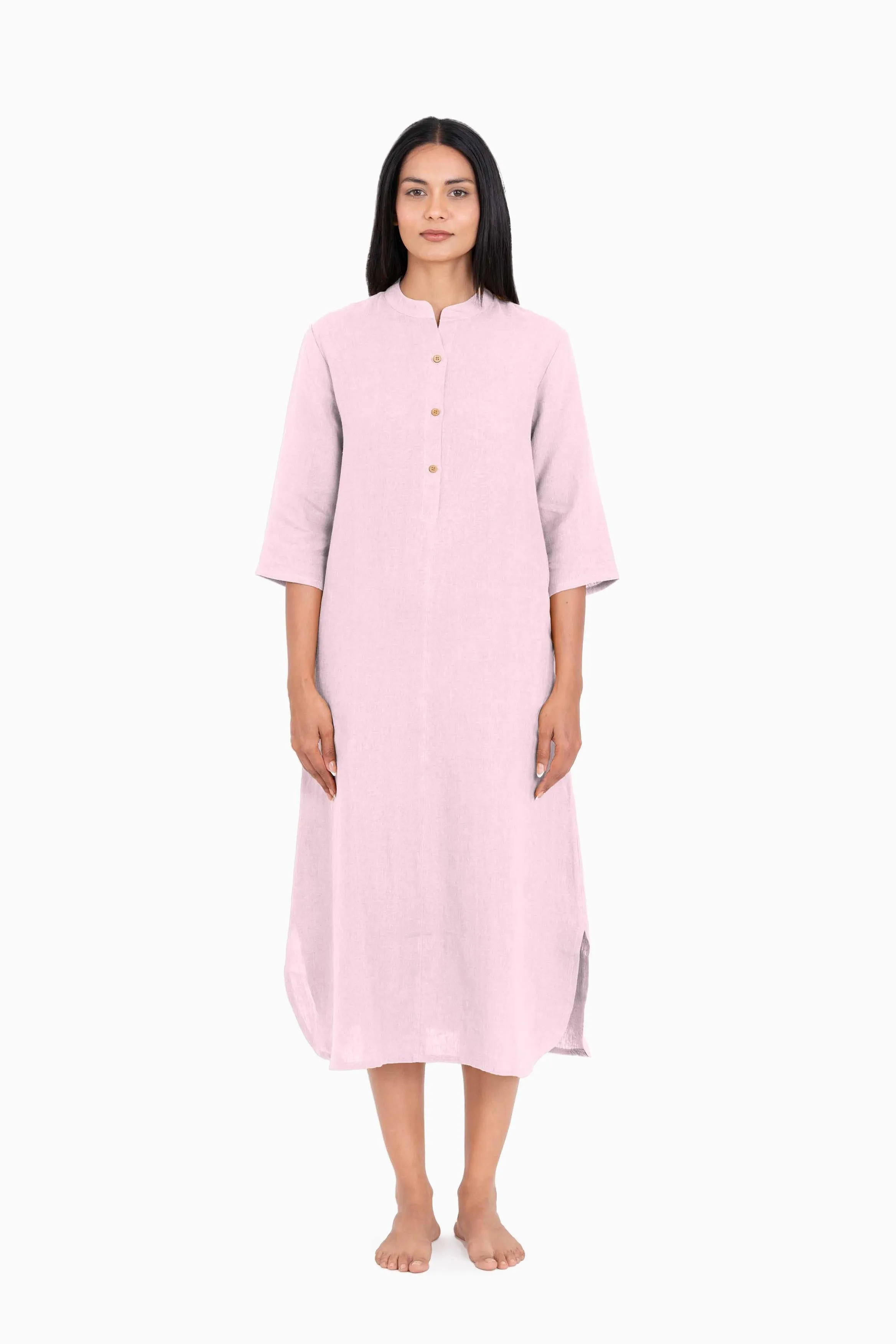 Linen Idris Shirt Dress-Sage Green