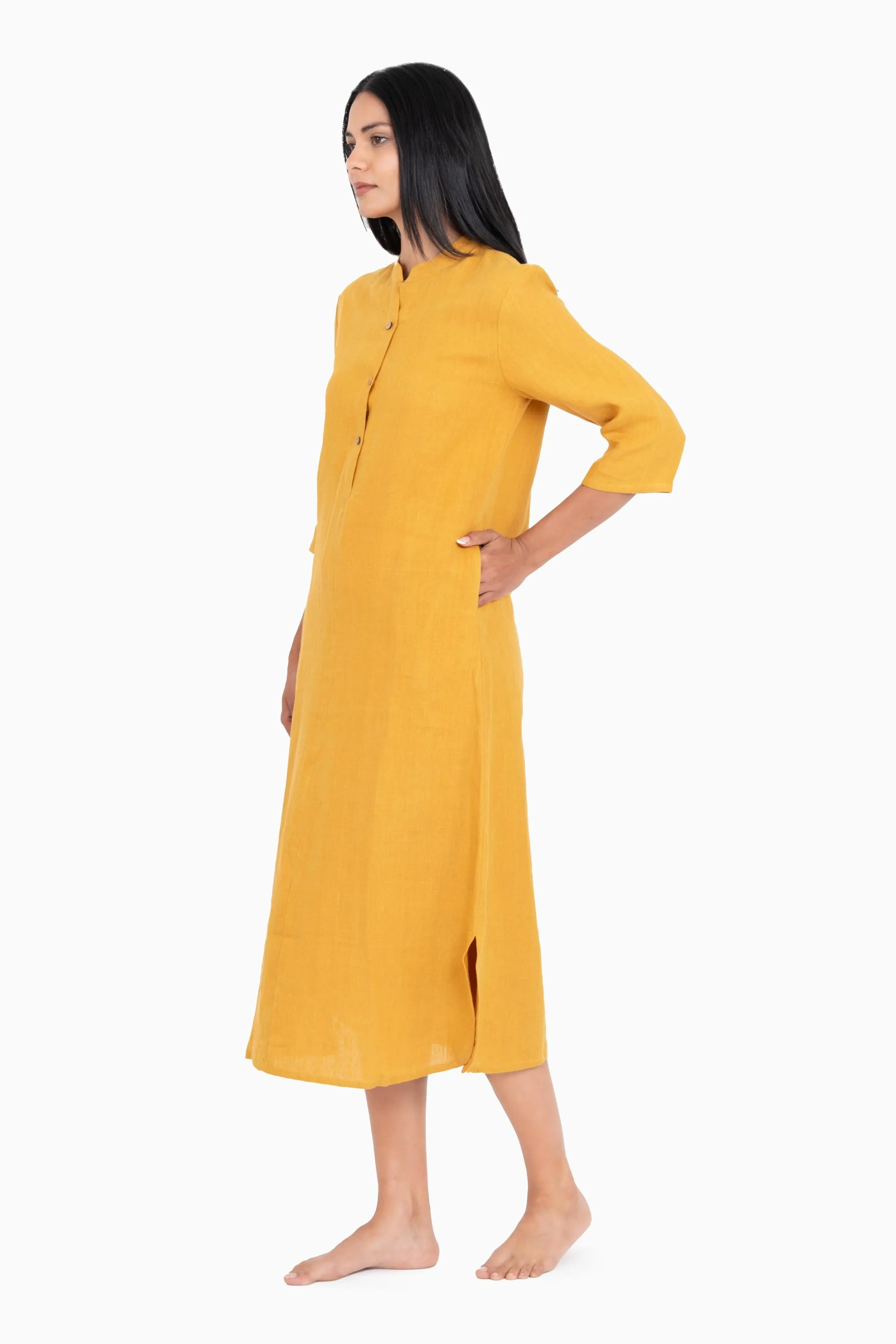 Linen Idris Shirt Dress-Sage Green