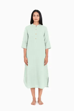 Linen Idris Shirt Dress-Sage Green