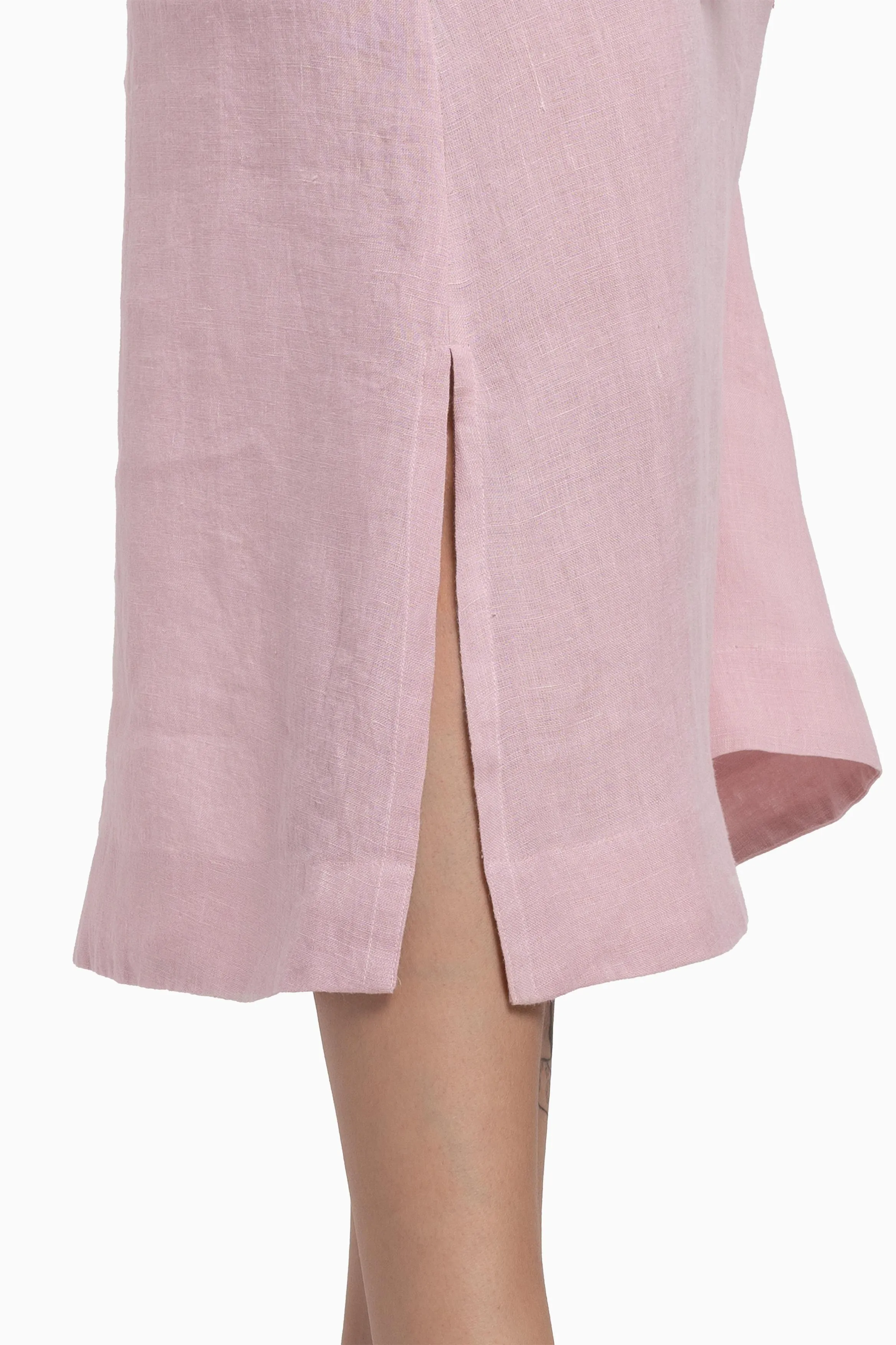 Linen Kira Shirt Dress-Petal Pink