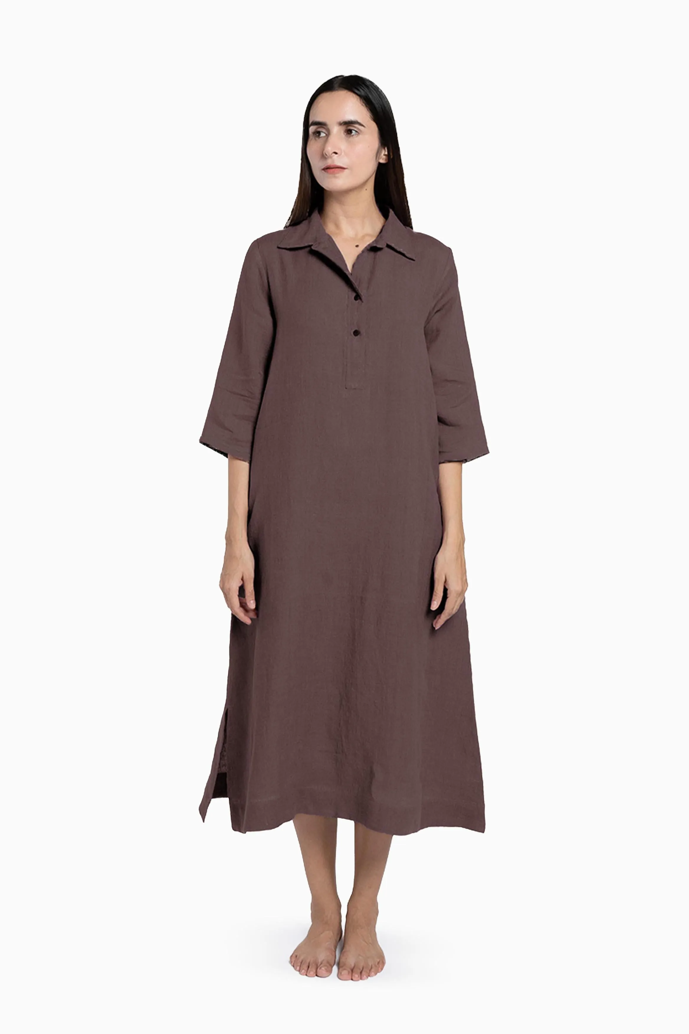 Linen Kira Shirt Dress-Petal Pink