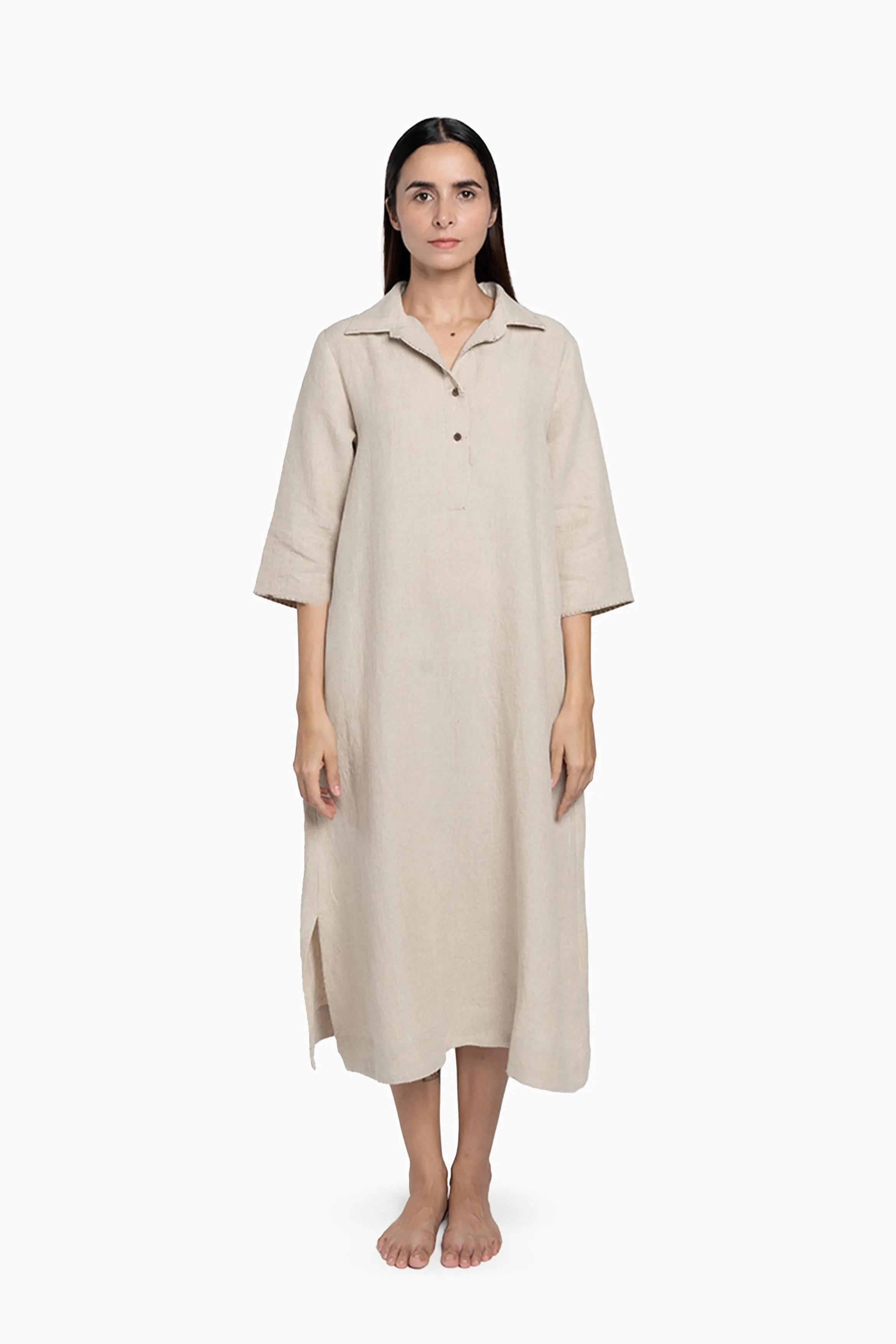 Linen Kira Shirt Dress-Petal Pink