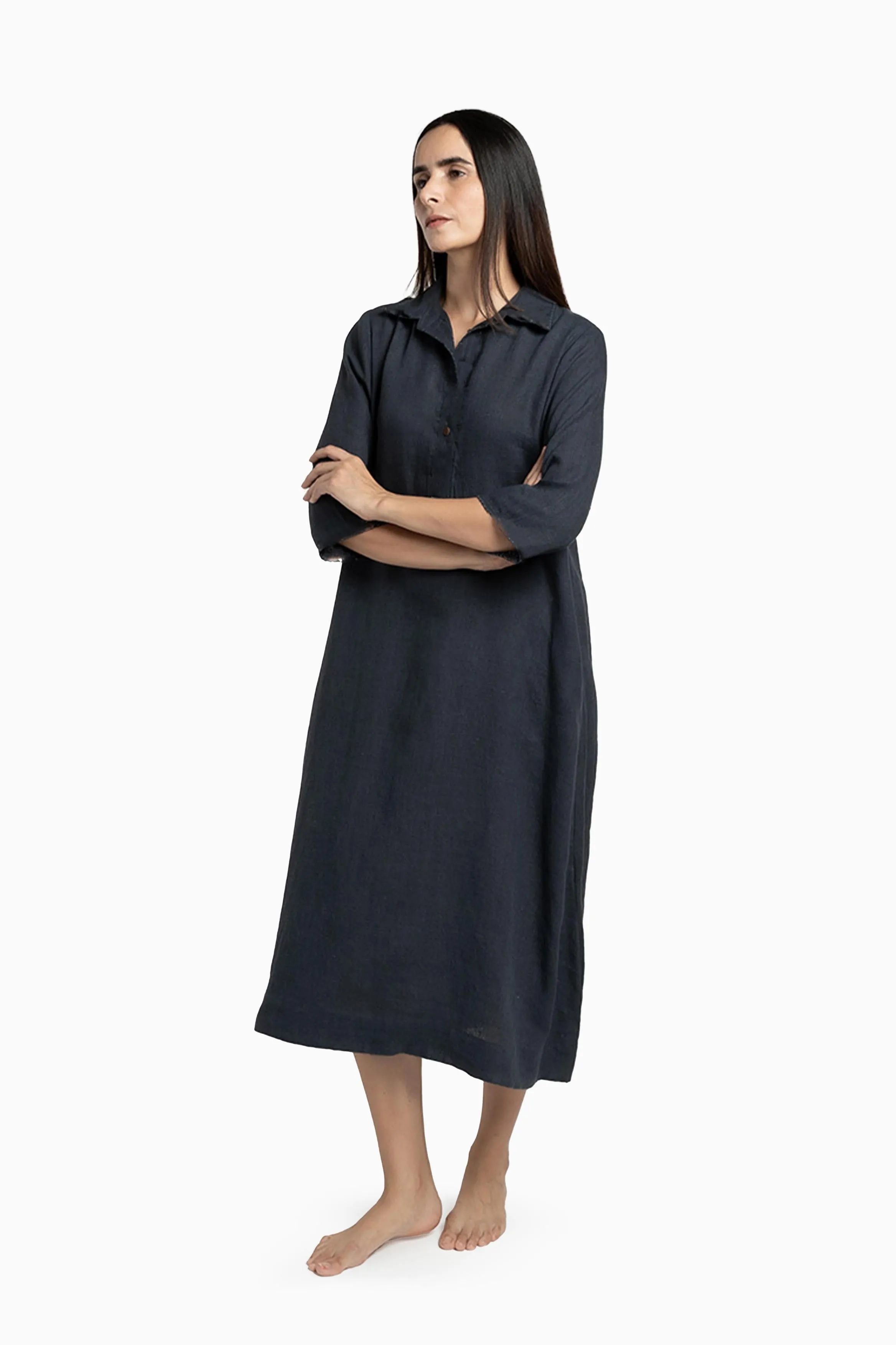 Linen Kira Shirt Dress-Petal Pink