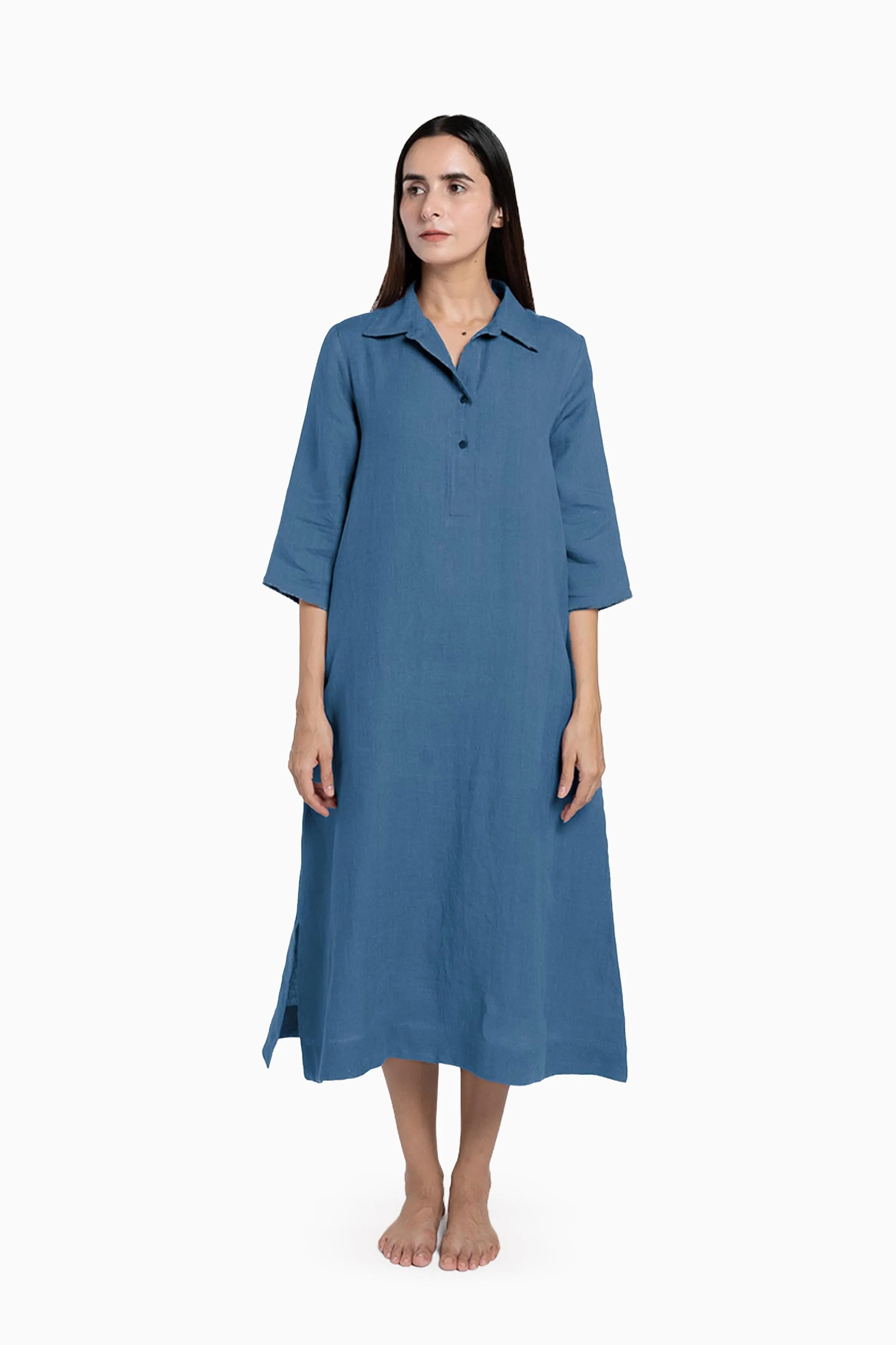 Linen Kira Shirt Dress-Petal Pink