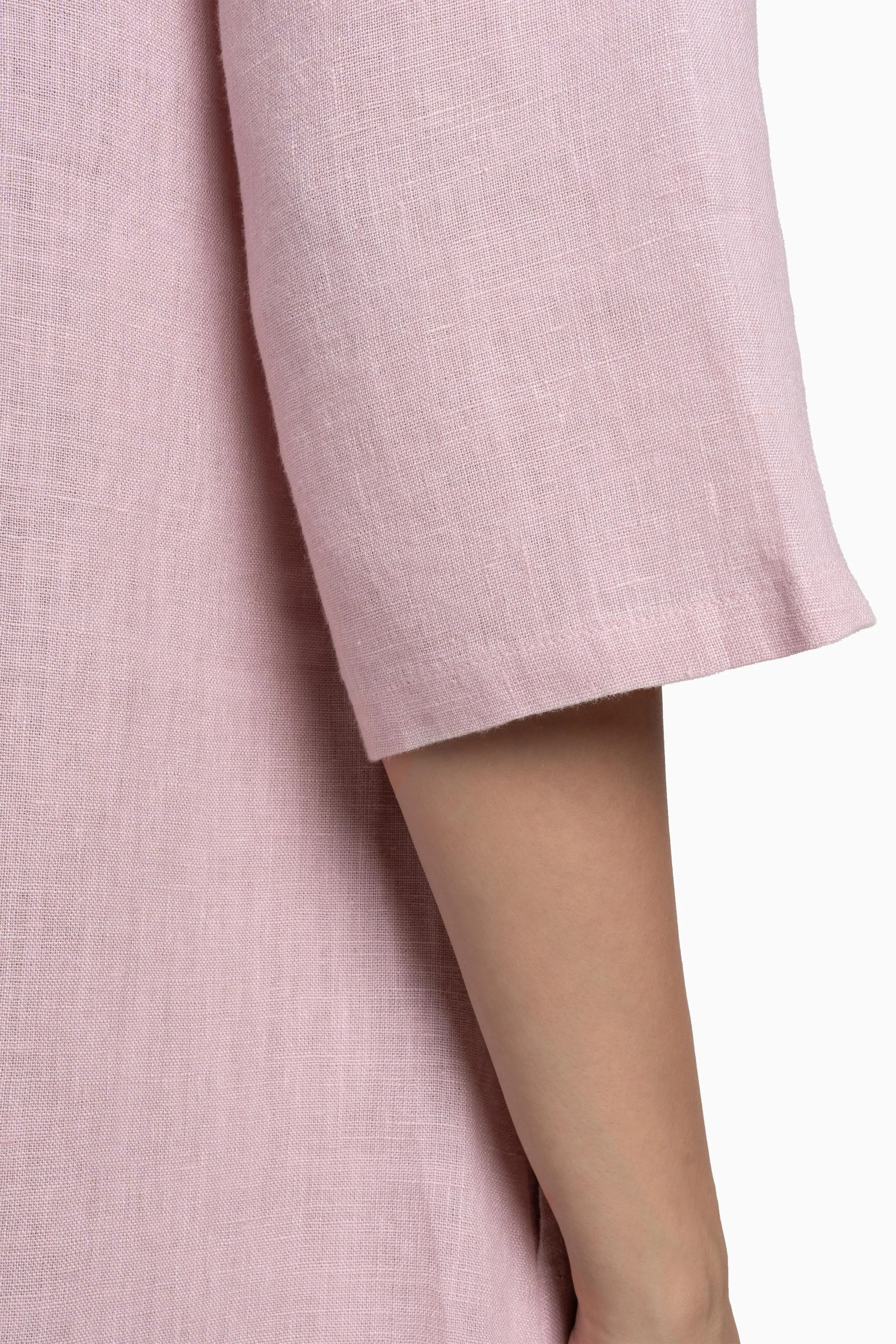Linen Kira Shirt Dress-Petal Pink