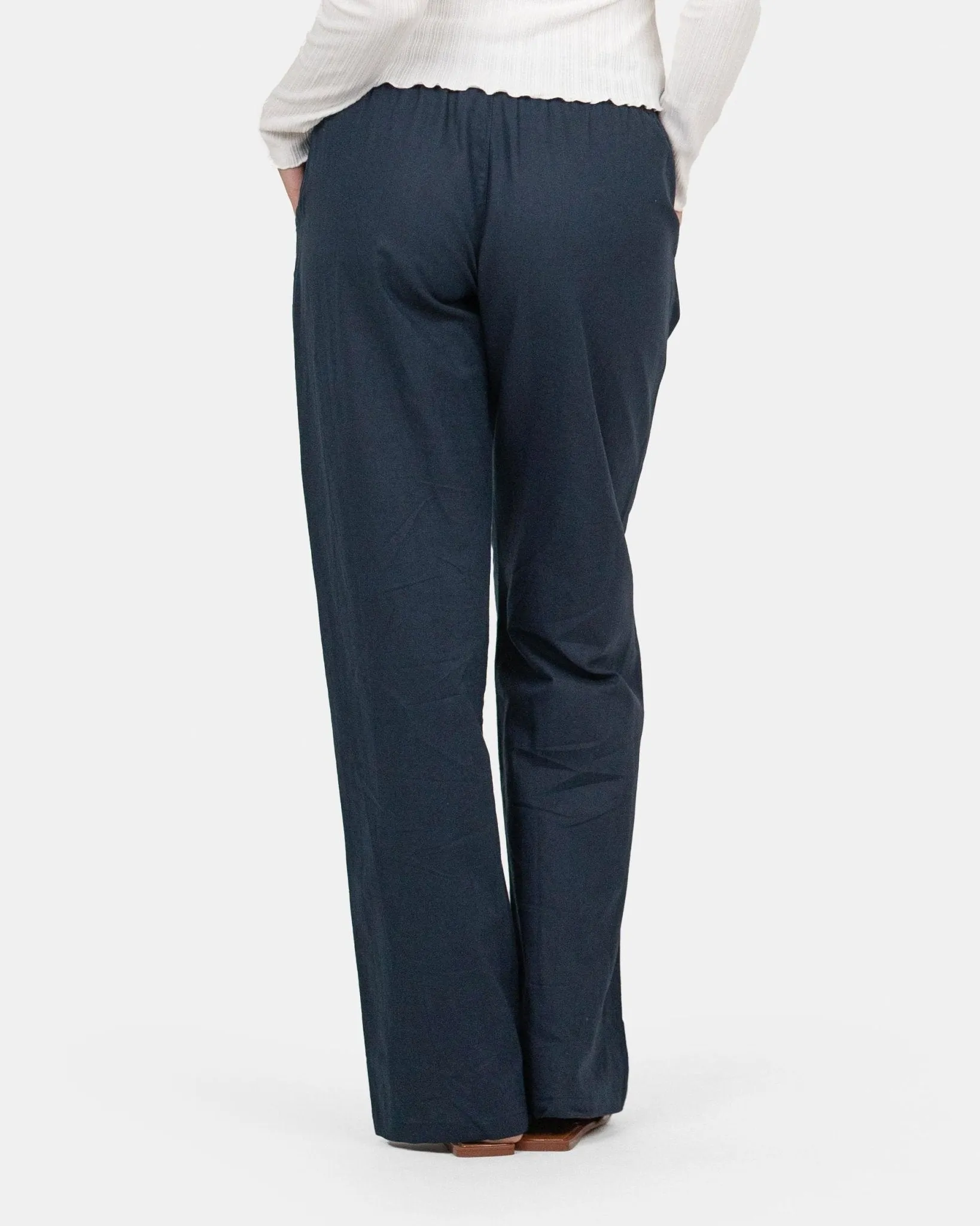 Linen Pants Low-Waisted Navy