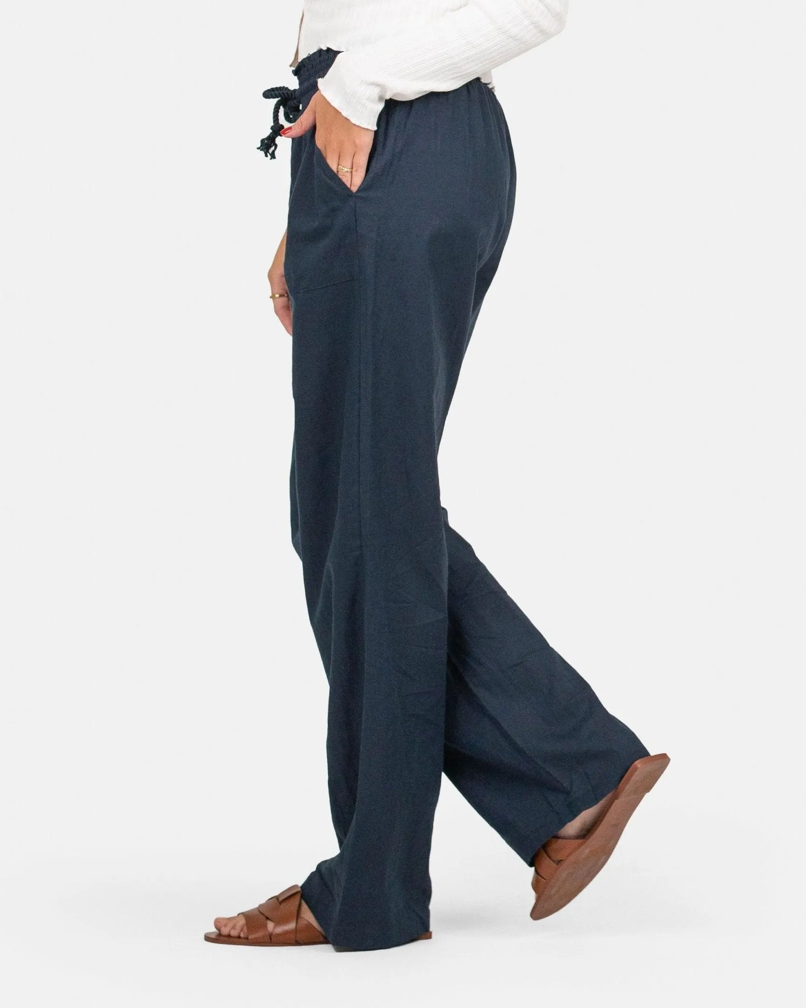 Linen Pants Low-Waisted Navy