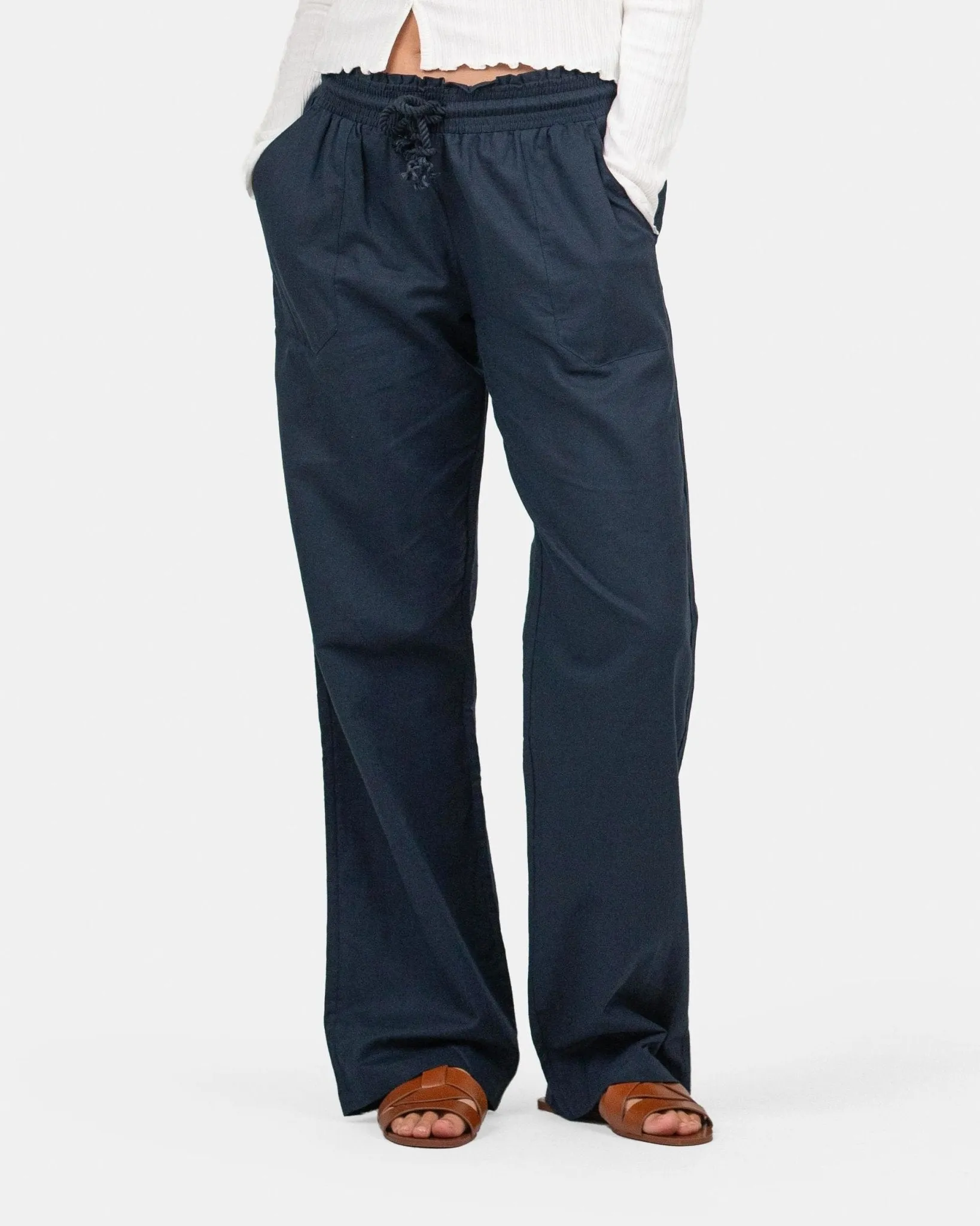 Linen Pants Low-Waisted Navy