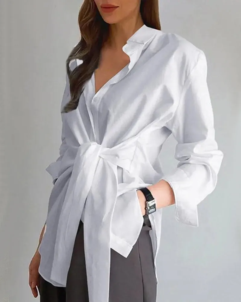 Long Sleeve Bandage Clothes Elegant Lady Tops