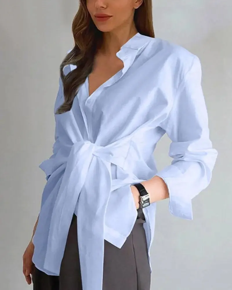 Long Sleeve Bandage Clothes Elegant Lady Tops