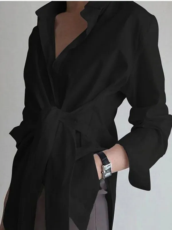 Long Sleeve Bandage Clothes Elegant Lady Tops