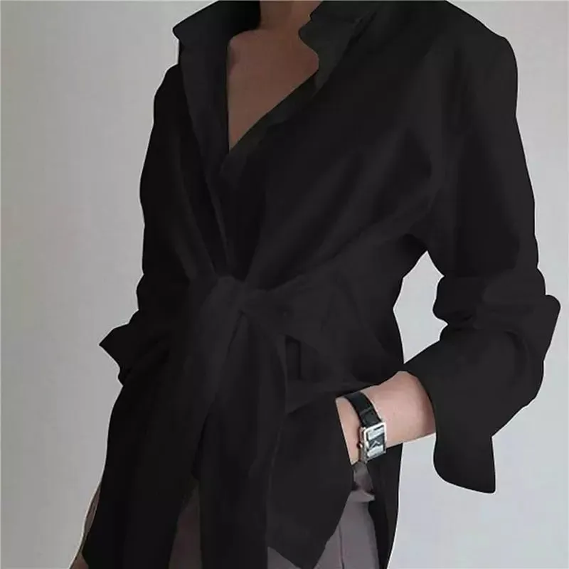 Long Sleeve Bandage Clothes Elegant Lady Tops