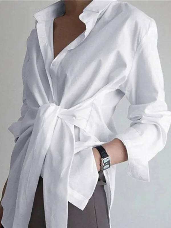 Long Sleeve Bandage Clothes Elegant Lady Tops