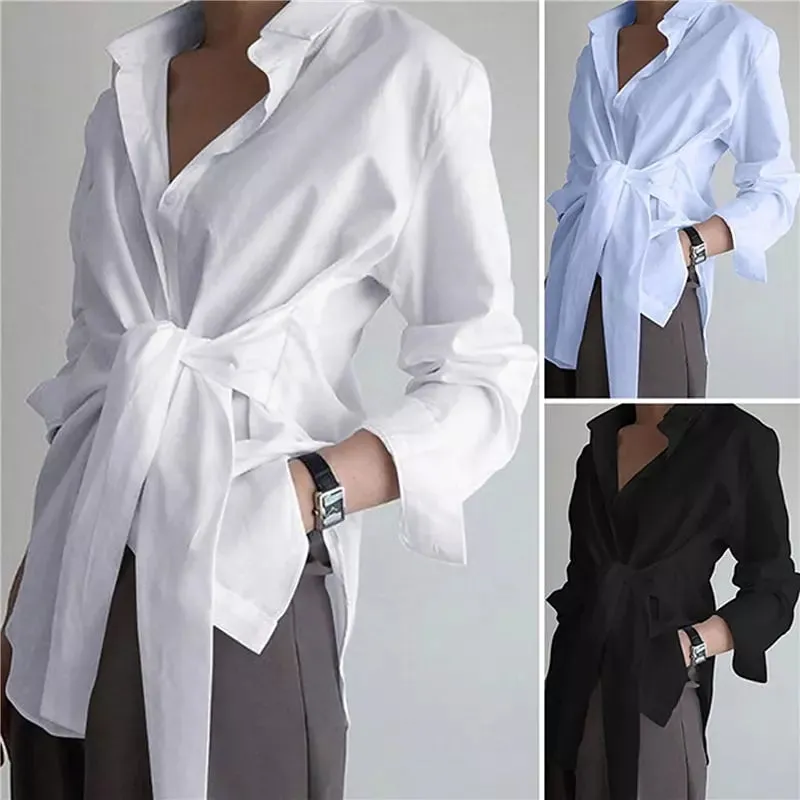 Long Sleeve Bandage Clothes Elegant Lady Tops