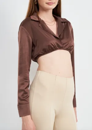 Long Sleeve Collared Crop Top