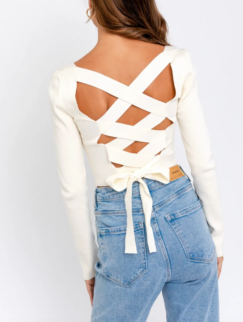 Long Sleeve Crisscross Back Sweater