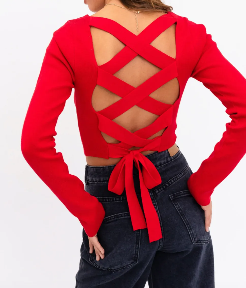 Long Sleeve Crisscross Back Sweater