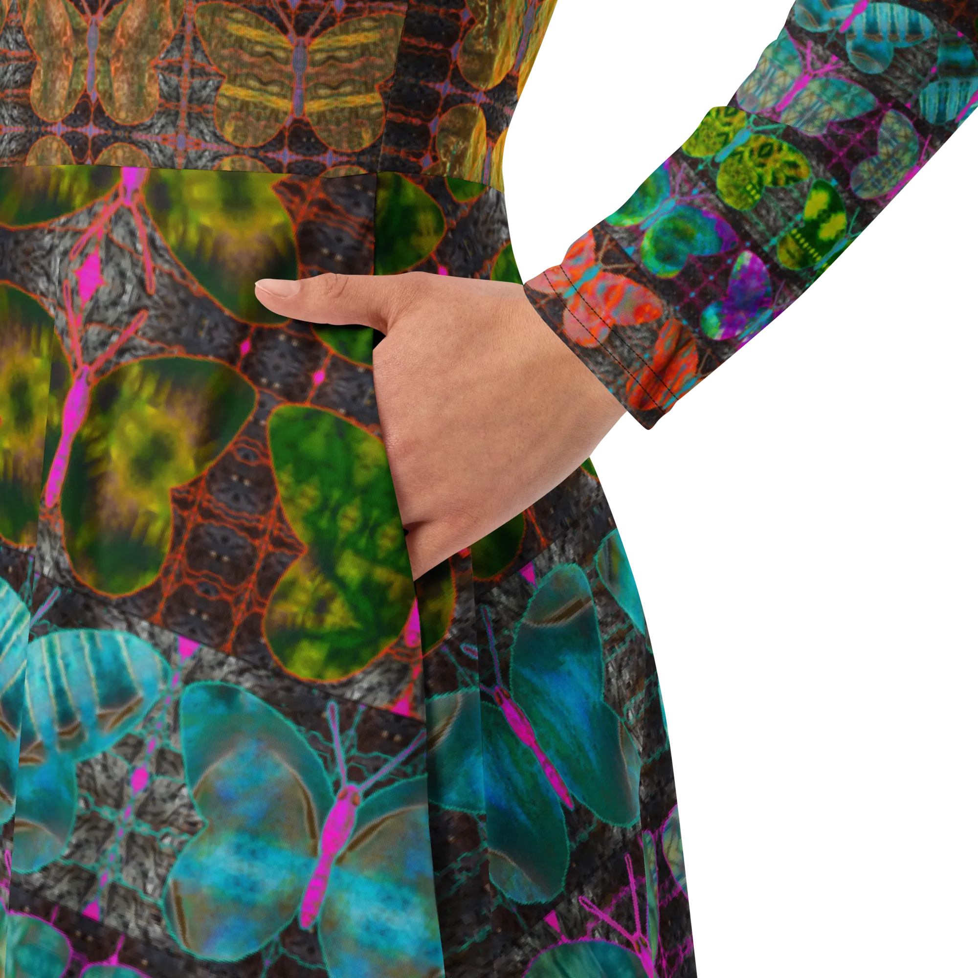 Long Sleeve Midi Dress (Her/Muliebris)(Butterfly Glade Tree Link Pride Stripes) RJSTHS2022 RJS