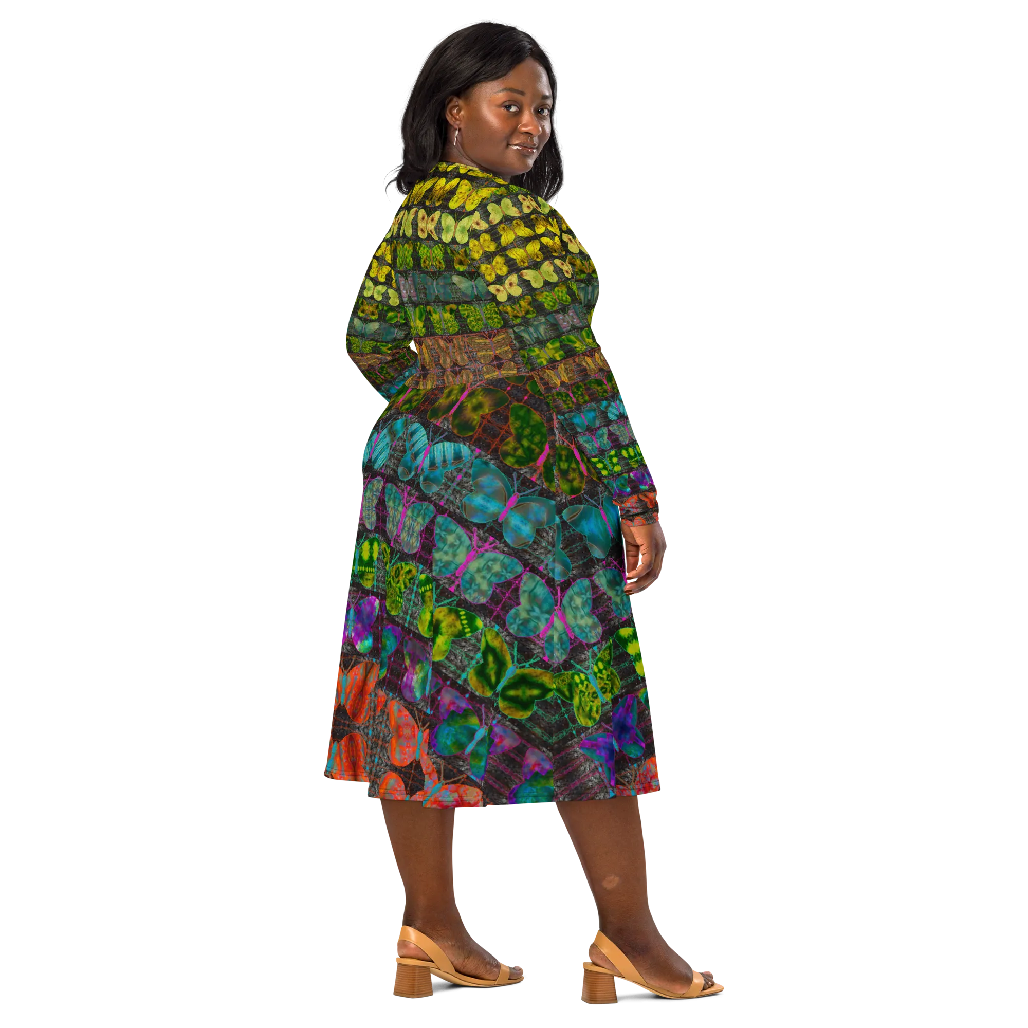 Long Sleeve Midi Dress (Her/Muliebris)(Butterfly Glade Tree Link Pride Stripes) RJSTHS2022 RJS