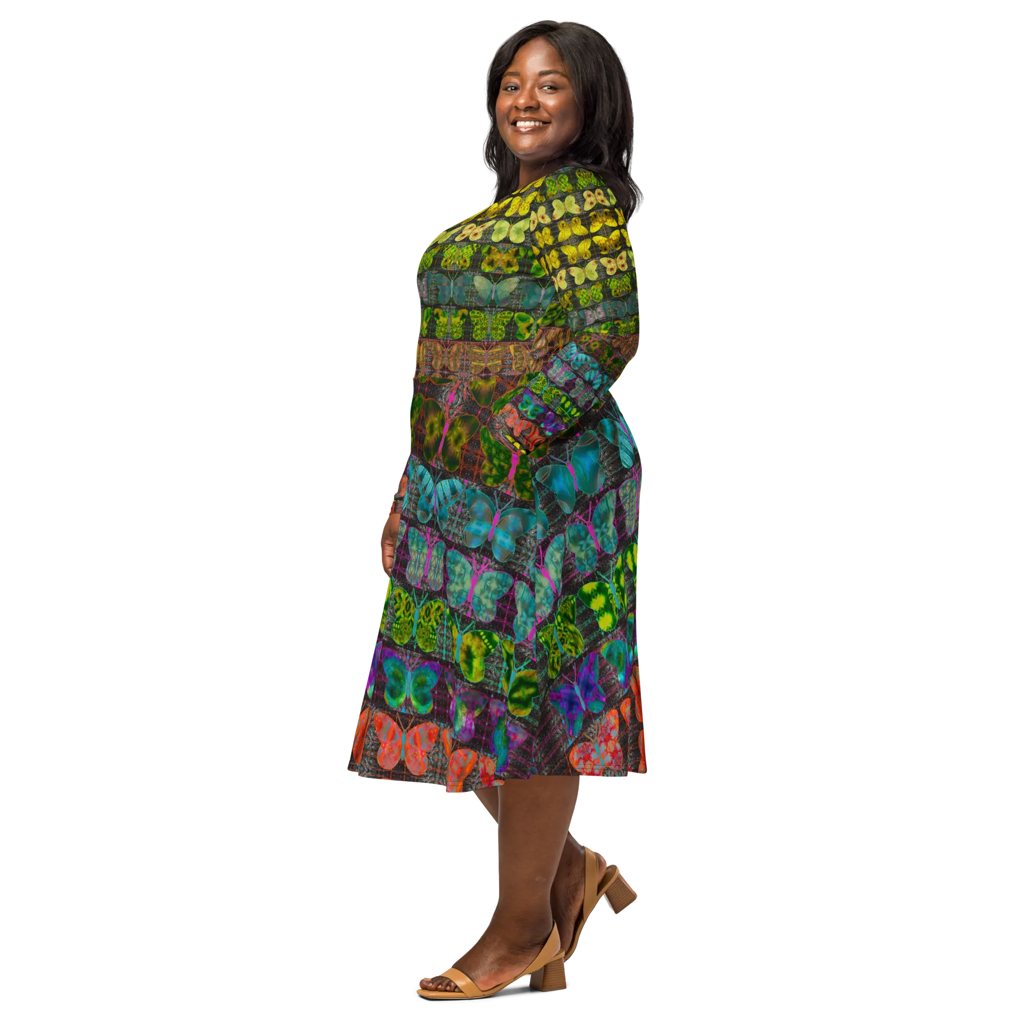 Long Sleeve Midi Dress (Her/Muliebris)(Butterfly Glade Tree Link Pride Stripes) RJSTHS2022 RJS