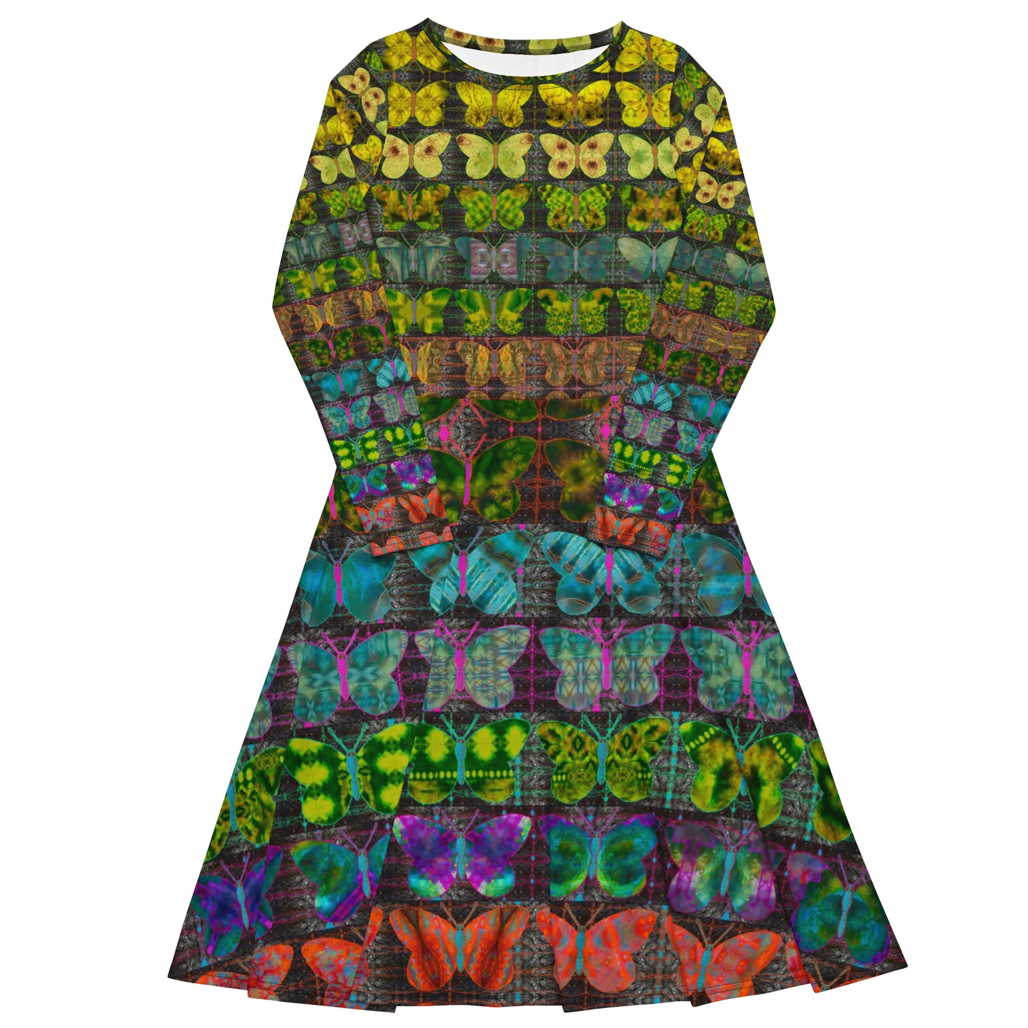Long Sleeve Midi Dress (Her/Muliebris)(Butterfly Glade Tree Link Pride Stripes) RJSTHS2022 RJS