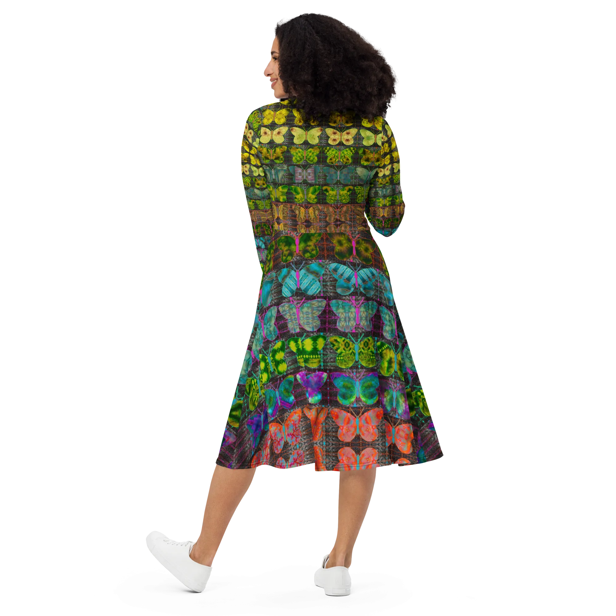 Long Sleeve Midi Dress (Her/Muliebris)(Butterfly Glade Tree Link Pride Stripes) RJSTHS2022 RJS