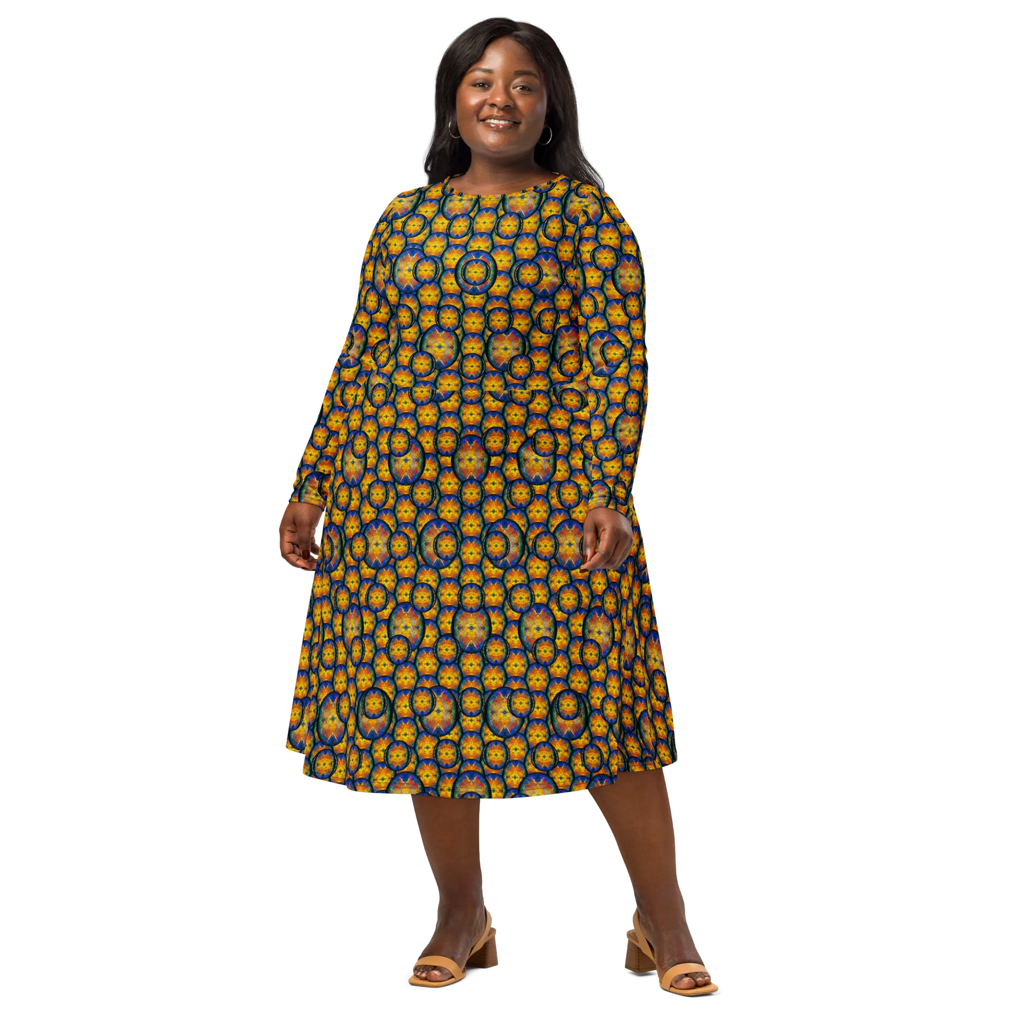 Long Sleeve Midi Dress (Her/Muliebris)(Opal Skies Cantus Primus) RJSTHw2025 RJS