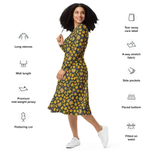 Long Sleeve Midi Dress (Her/Muliebris)(Opal Skies Cantus Primus) RJSTHw2025 RJS