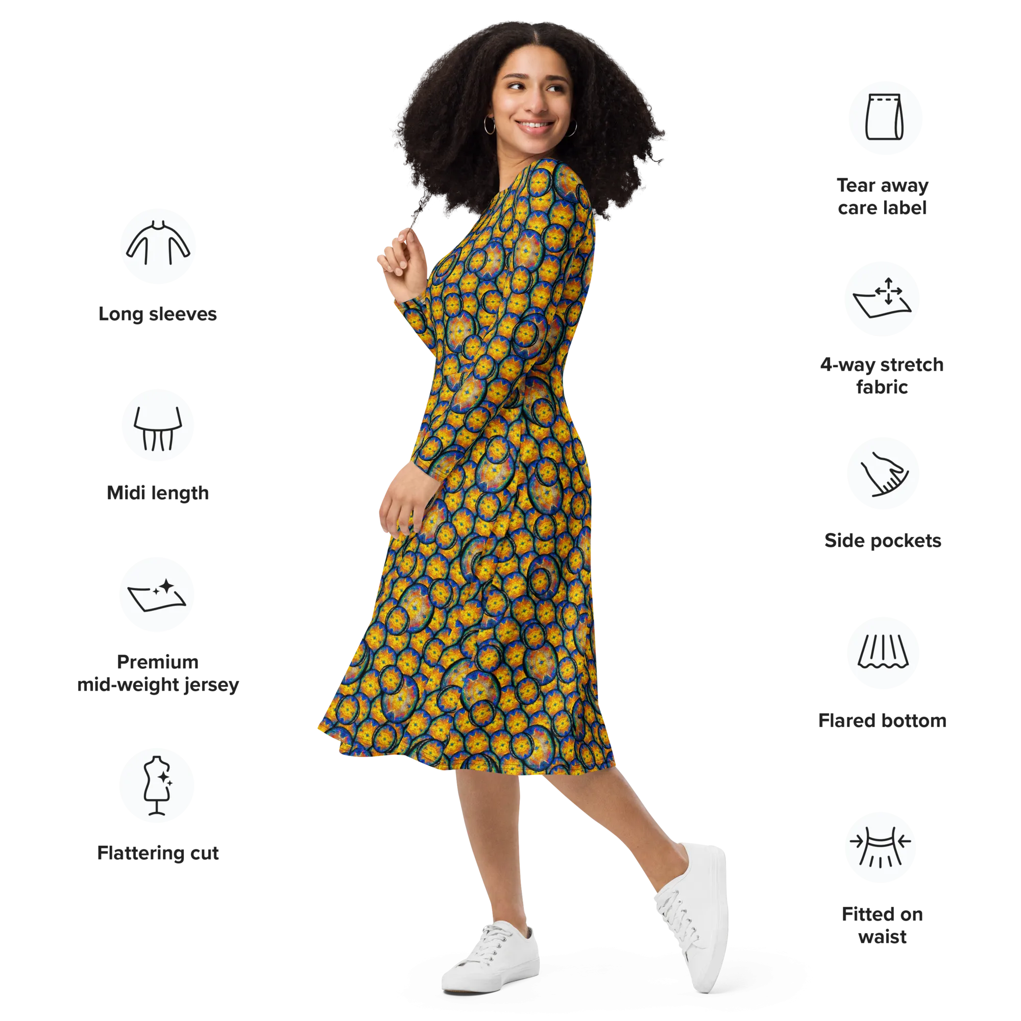 Long Sleeve Midi Dress (Her/Muliebris)(Opal Skies Cantus Primus) RJSTHw2025 RJS