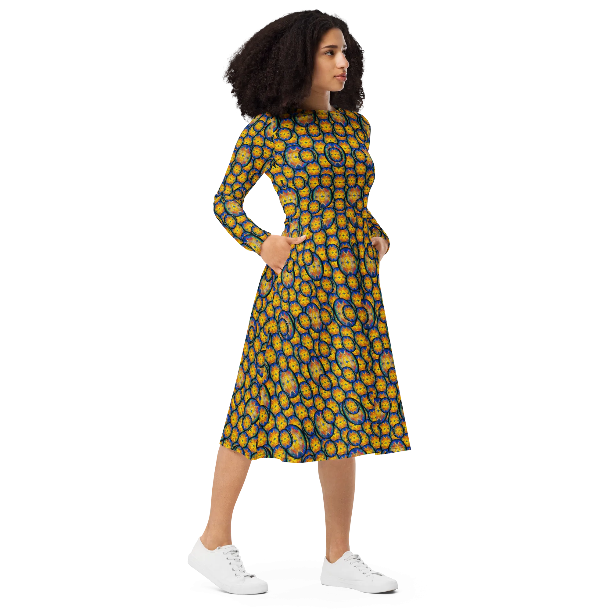 Long Sleeve Midi Dress (Her/Muliebris)(Opal Skies Cantus Primus) RJSTHw2025 RJS