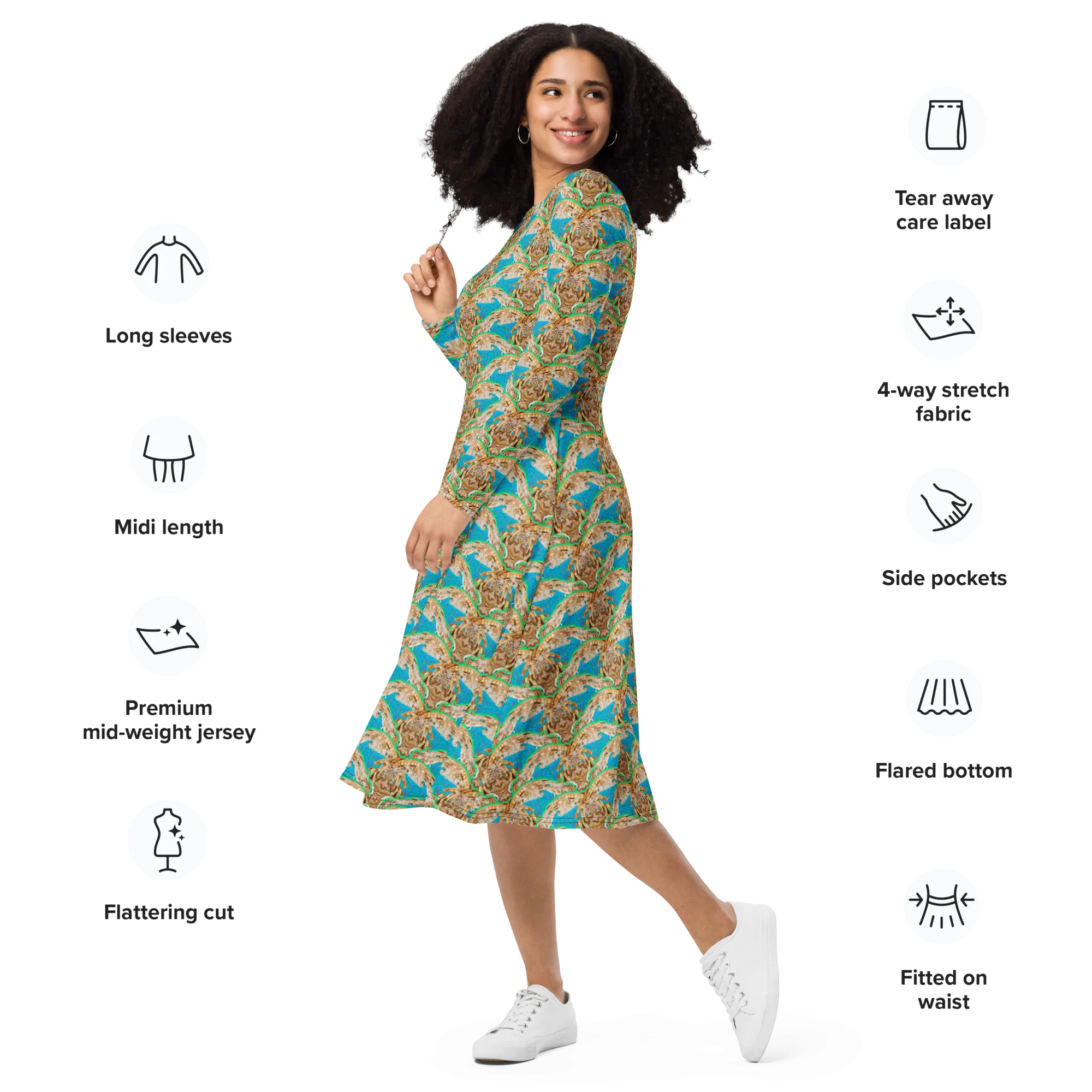 Long Sleeve Midi Dress (Her/Muliebris)(Rind#10 Ouroboros Butterfly Blue Logo) RJSTHS2022 RJS