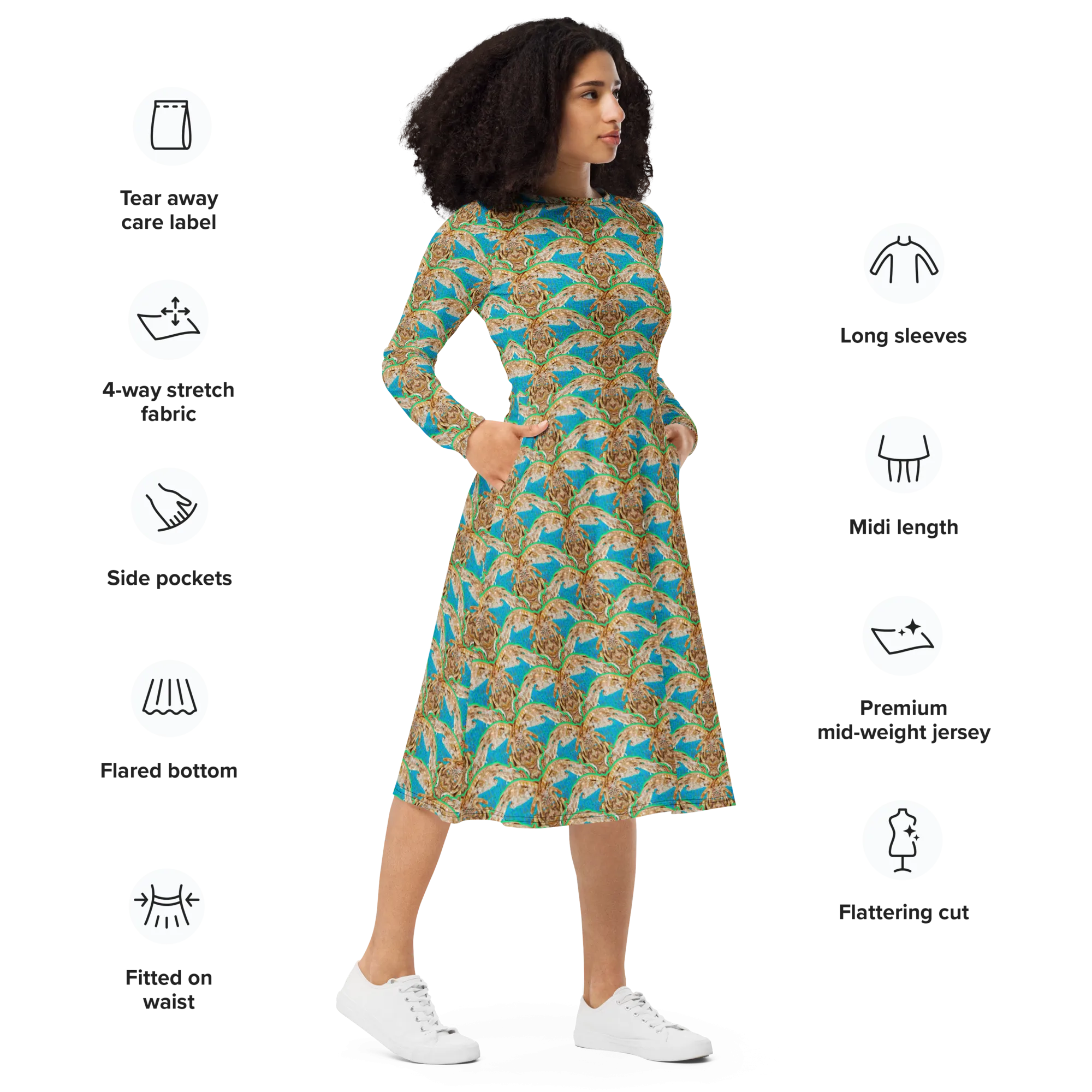 Long Sleeve Midi Dress (Her/Muliebris)(Rind#10 Ouroboros Butterfly Blue Logo) RJSTHS2022 RJS