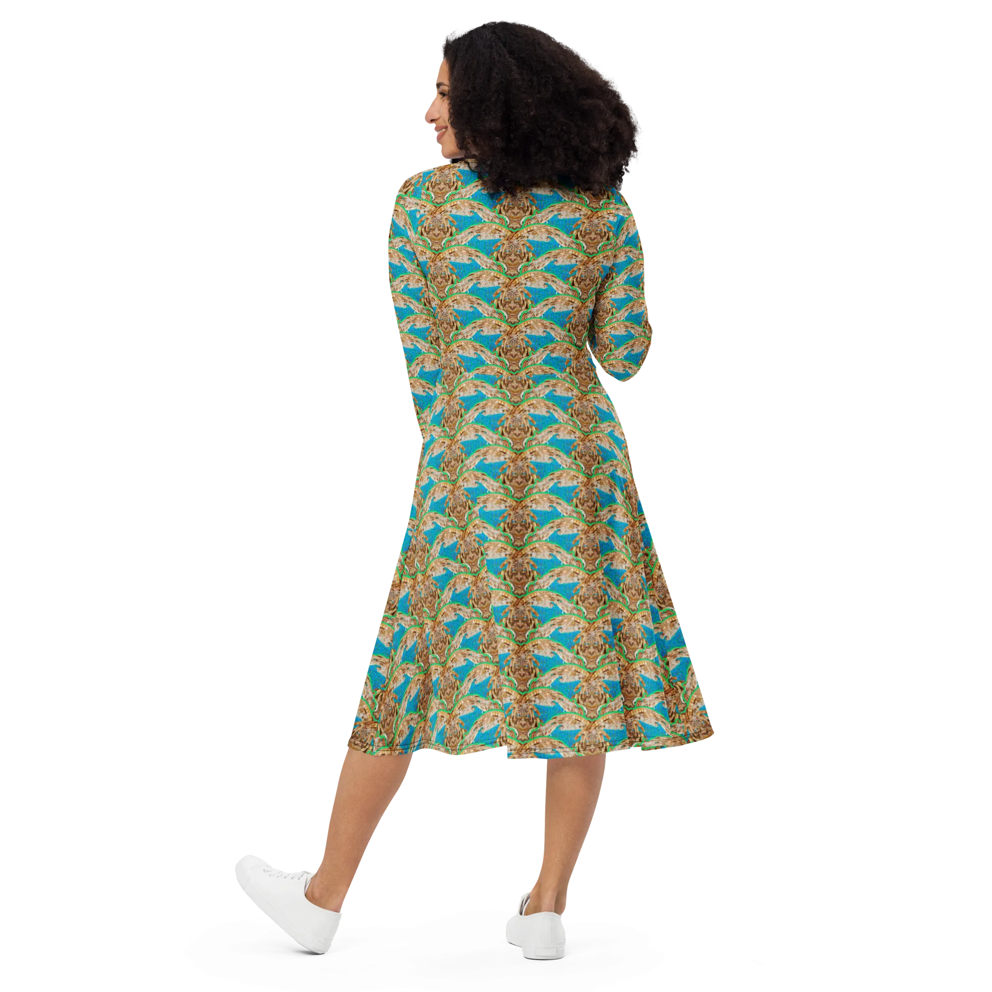 Long Sleeve Midi Dress (Her/Muliebris)(Rind#10 Ouroboros Butterfly Blue Logo) RJSTHS2022 RJS