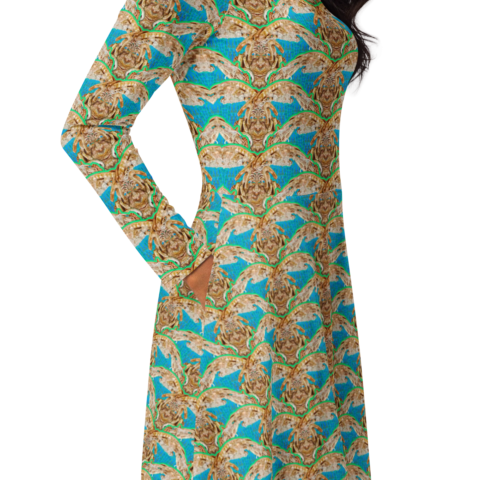 Long Sleeve Midi Dress (Her/Muliebris)(Rind#10 Ouroboros Butterfly Blue Logo) RJSTHS2022 RJS